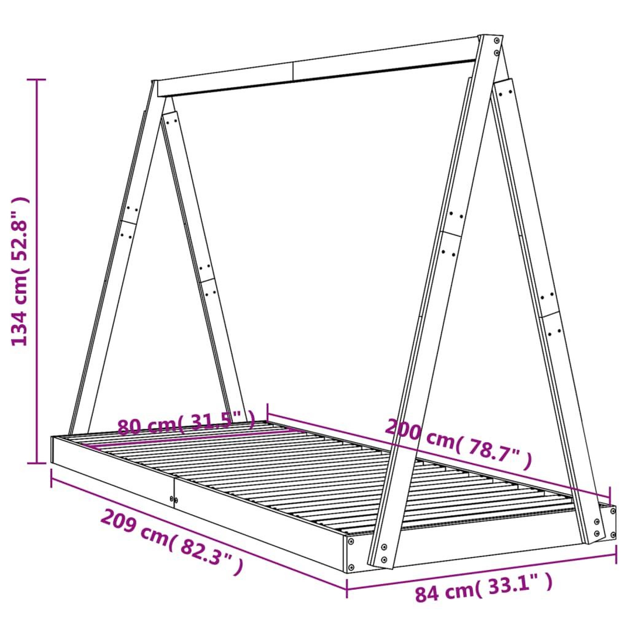Voir la diapositive 6 : VIDAXL Cadre de lit pour enfants blanc 80x200 cm bois de pin massif