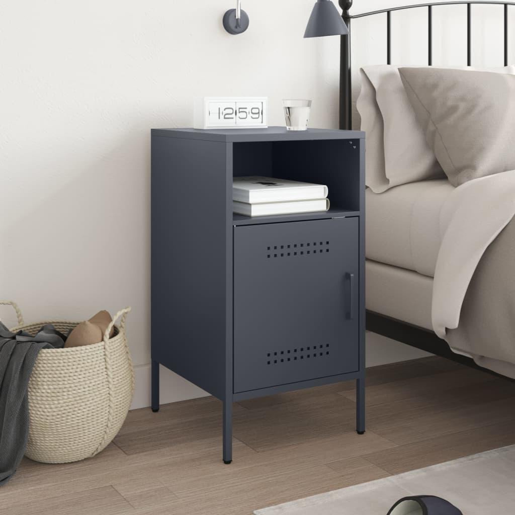 Voir la diapositive 3 : VIDAXL Table de chevet anthracite 36x39x68 cm acier