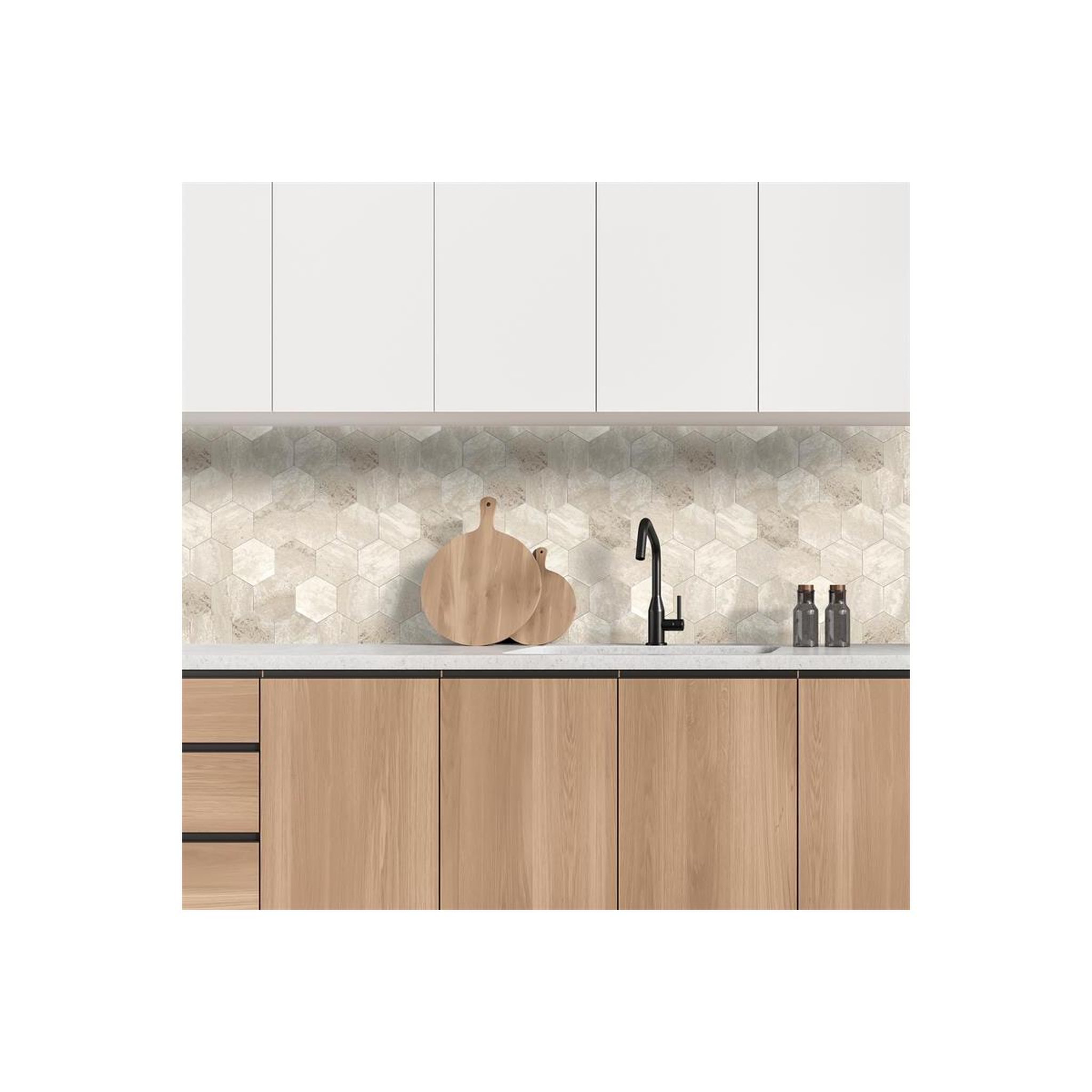 Voir la diapositive 3 : Je cherche une idee Crédence adhésive  hexagone  33cm blanc