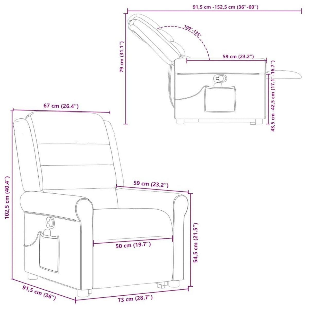 VIDAXL Fauteuil de massage inclinable Gris clair Tissu