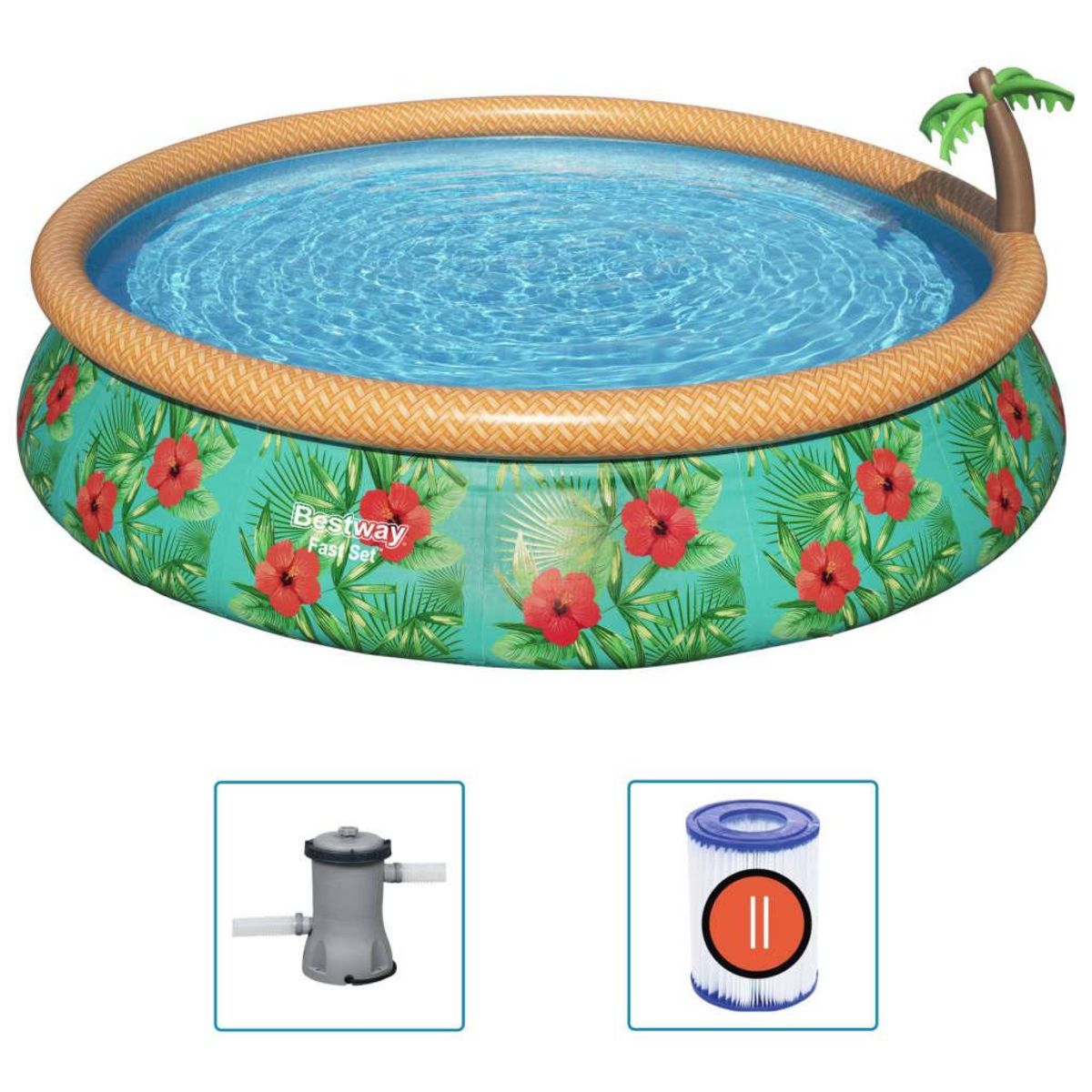 BESTWAY Bestway Ensemble de piscine gonflable Paradise Palms 457x84 cm