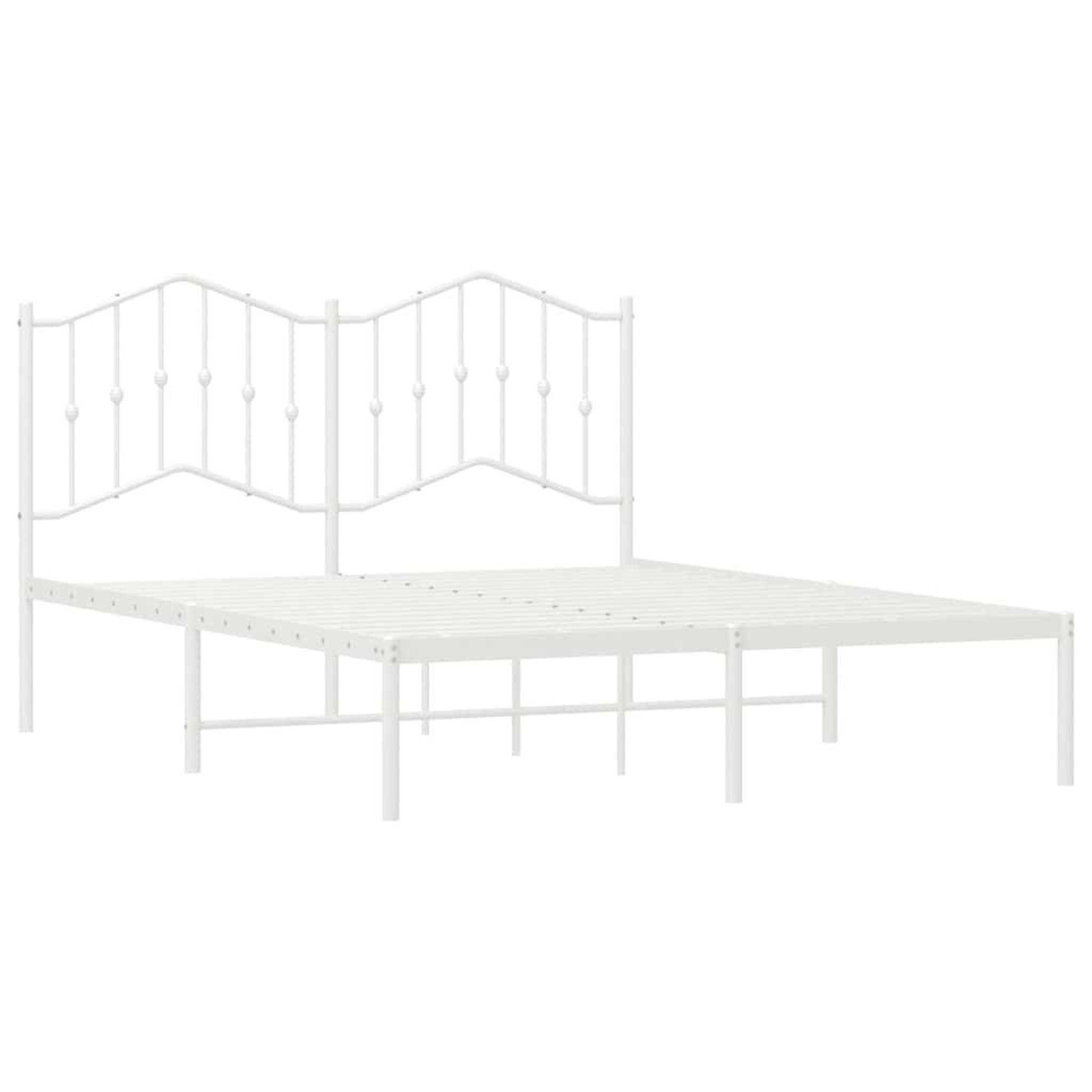 Voir la diapositive 5 : VIDAXL Cadre de lit metal sans matelas et tete de lit blanc 150x200 cm