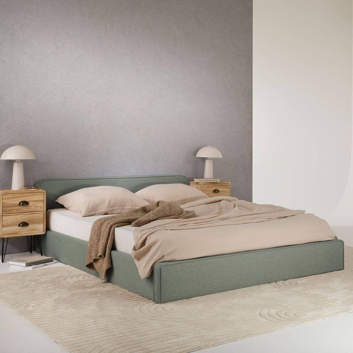 IDIMEX Lit double BELARTI 140 x 190 cm, revêtement en tissu