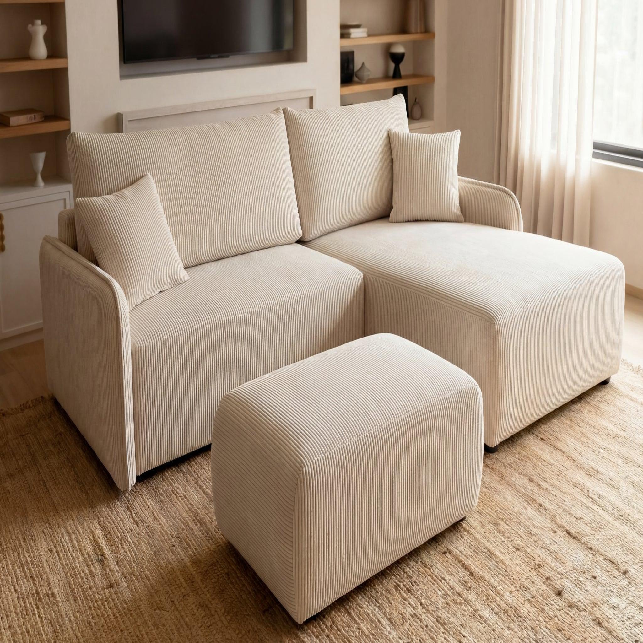 Voir la diapositive 4 : CASANOVA PARIS Sacha - pouf en velours côtelé 105x57x40
