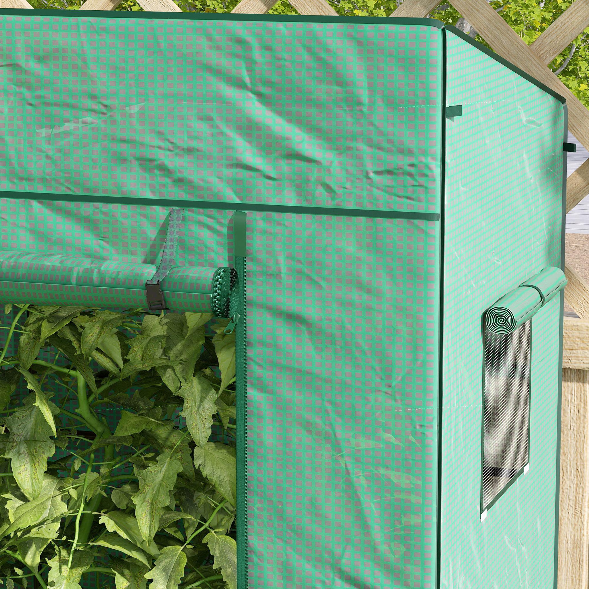Voir la diapositive 5 : OUTSUNNY Serre de jardin murale serre adossée porte 2 fenêtres