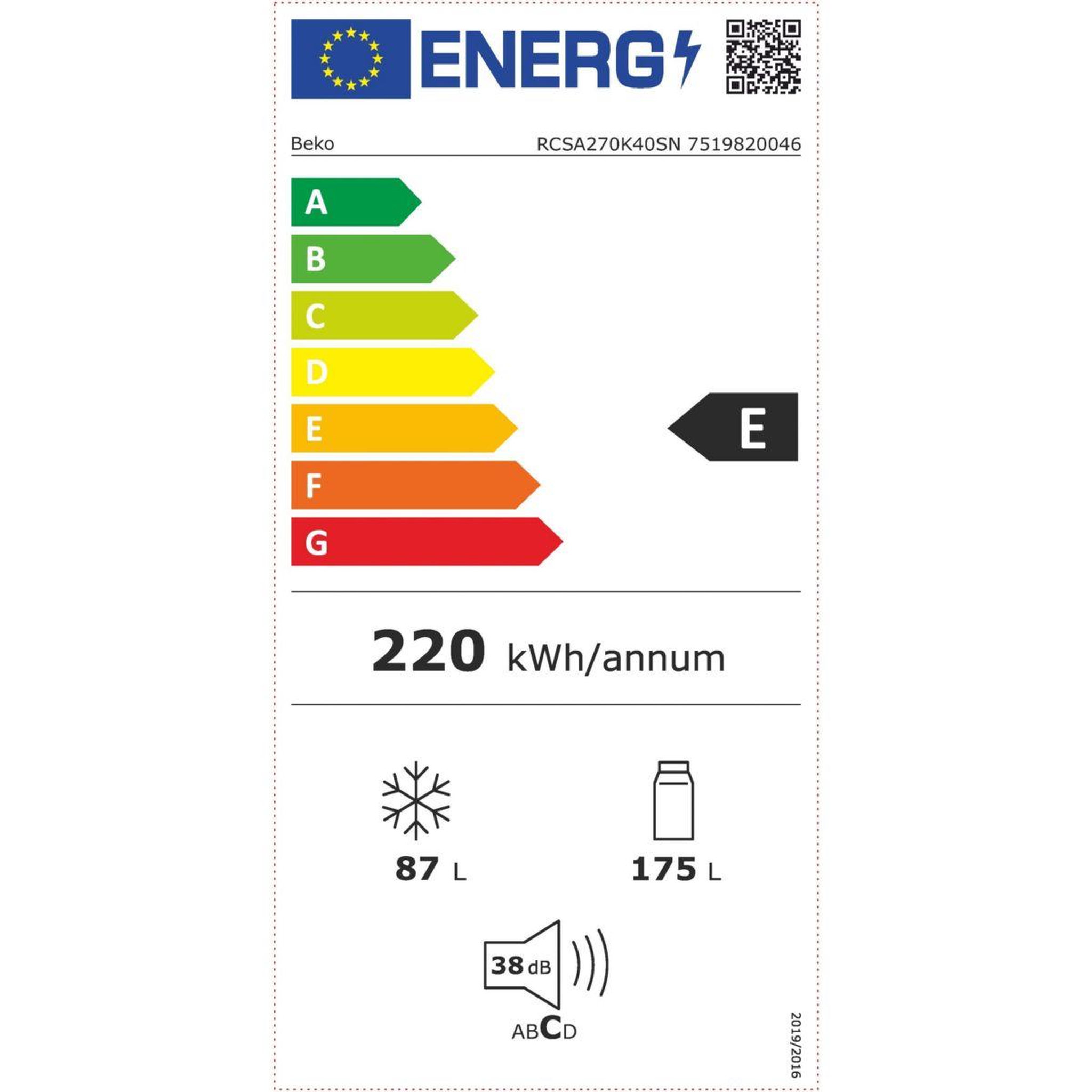 Voir la diapositive 6 : Beko Réfrigérateur combiné rcsa270k40sn