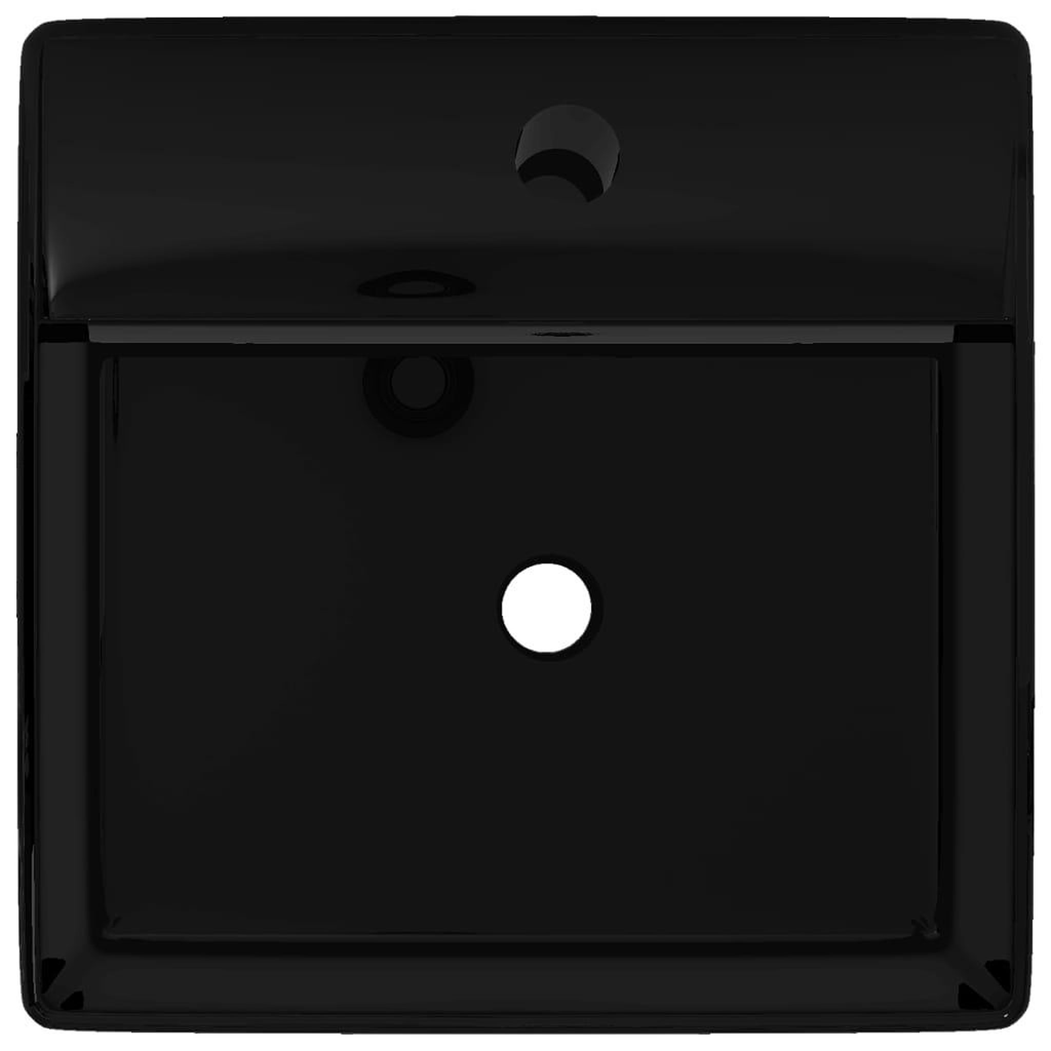 Voir la diapositive 3 : VIDAXL Robinet de lavabo salle de bain ceramique/trou trop-plein carre noir