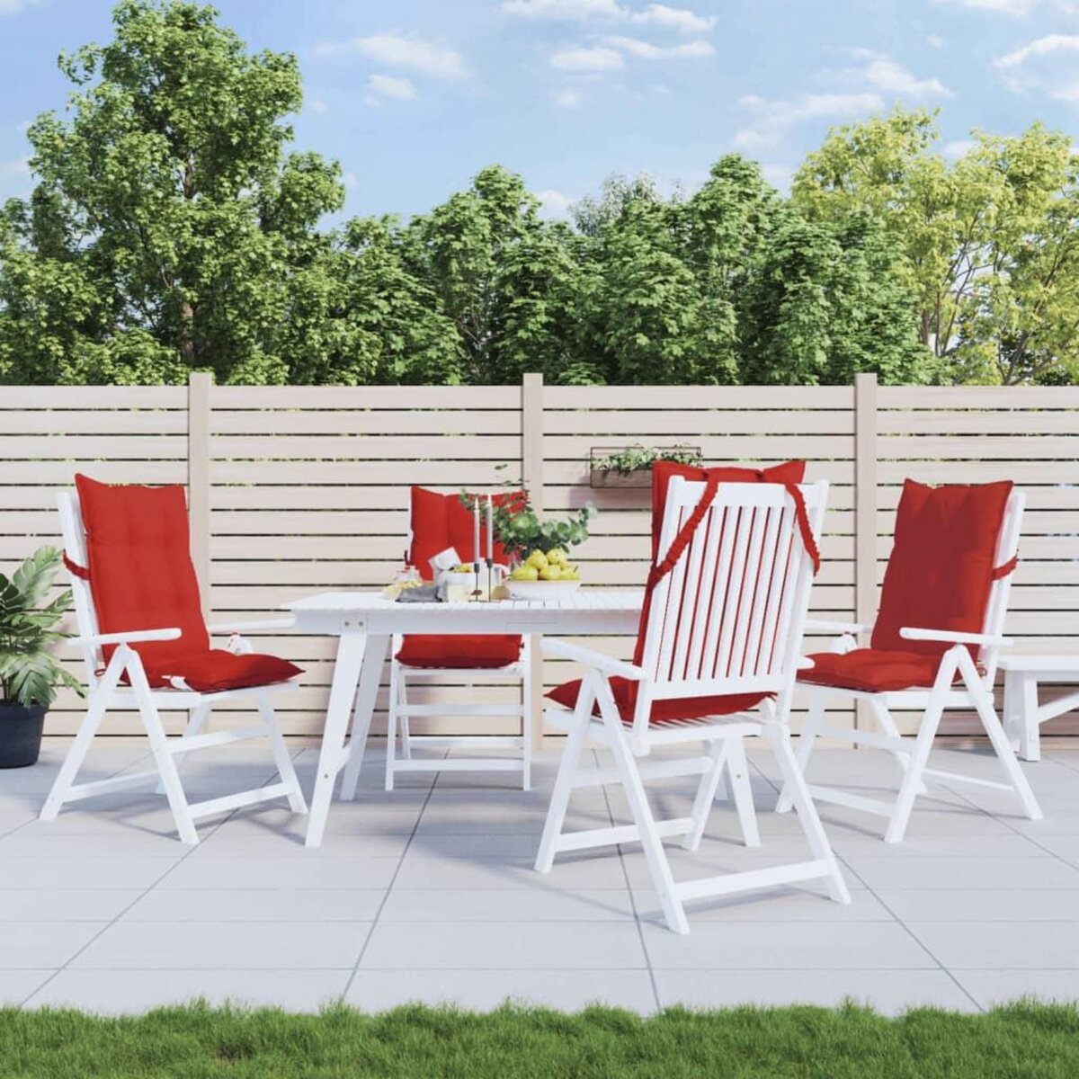 VIDAXL Coussins de chaise a dossier haut lot de 4 rouge tissu oxford