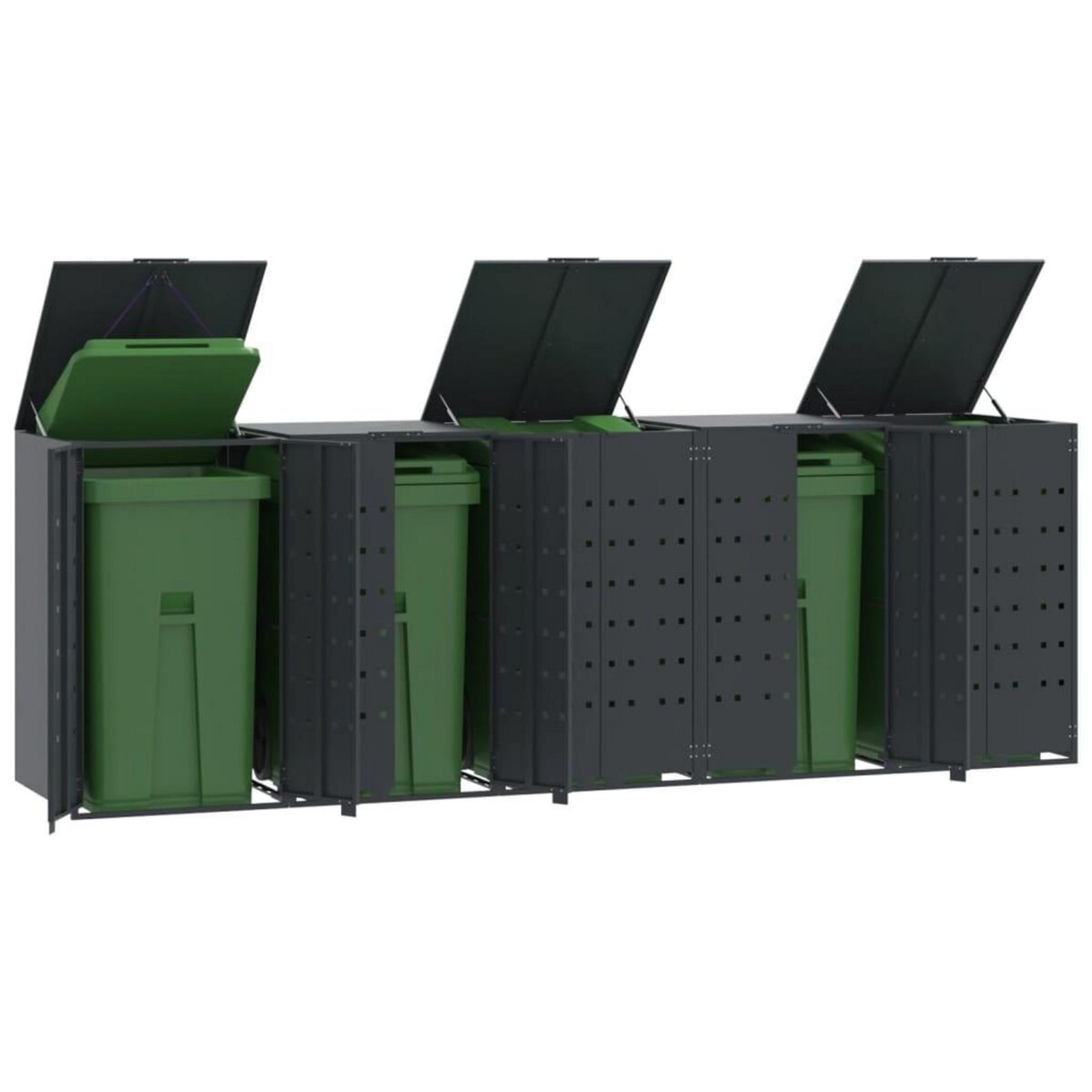 VIDAXL Rangement a roulettes pour poubelles pour 5 bacs anthracite