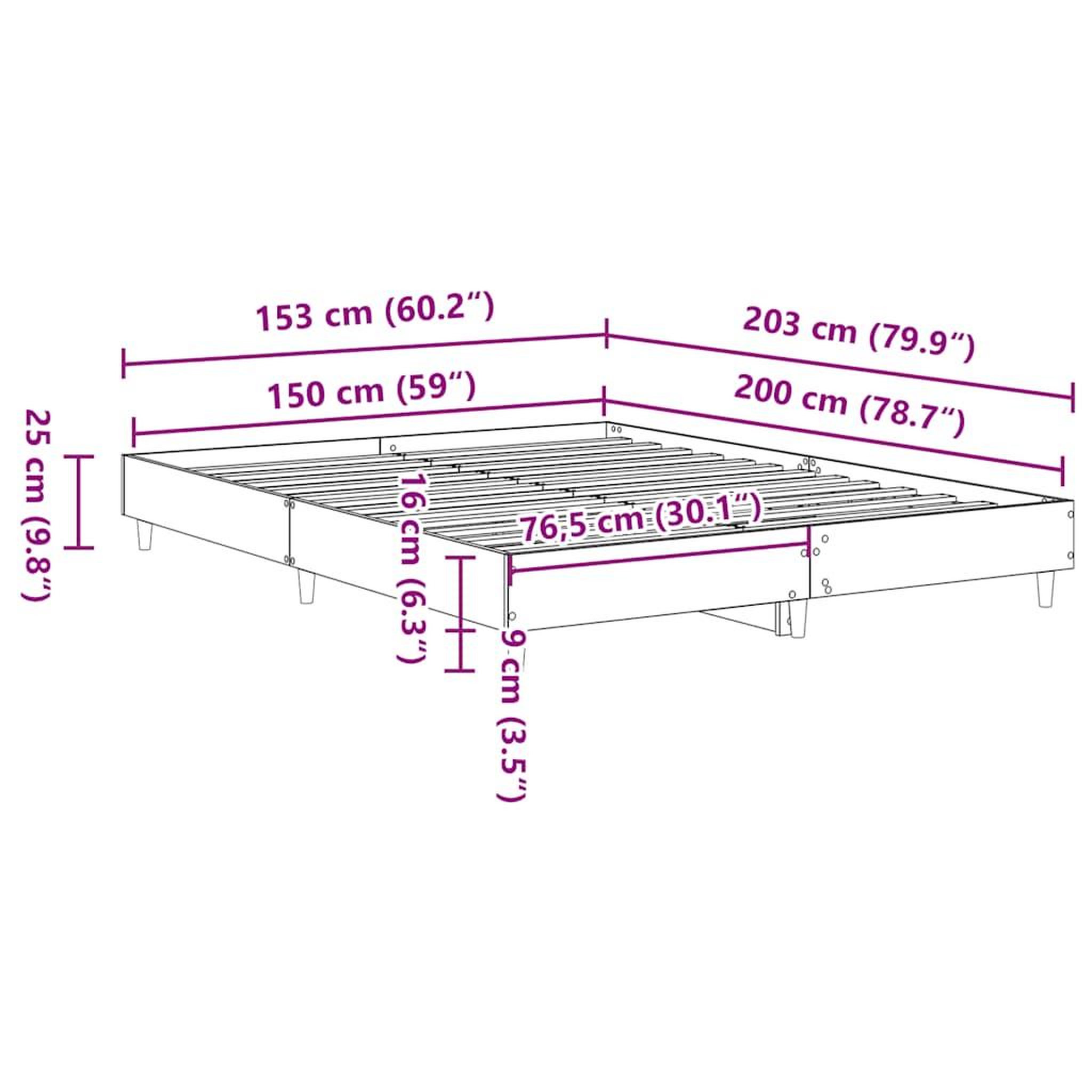 Voir la diapositive 6 : VIDAXL Cadre de lit sans matelas vieux bois 150x200 cm bois ingenierie