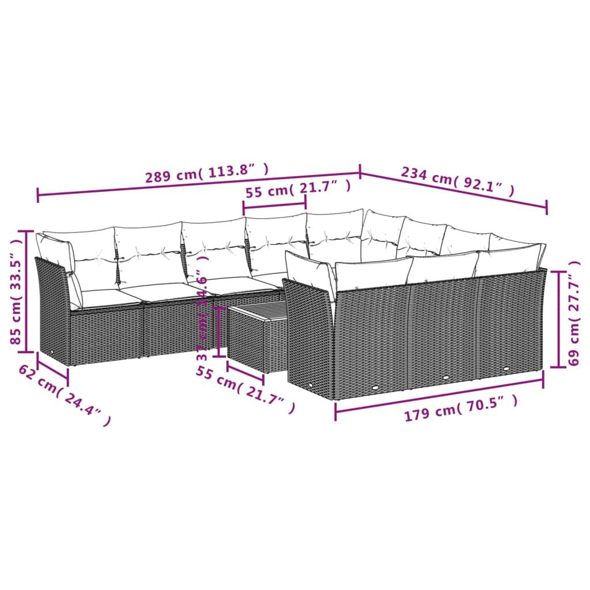 Voir la diapositive 4 : VIDAXL Salon de jardin 11 pcs avec coussins noir resine tressee