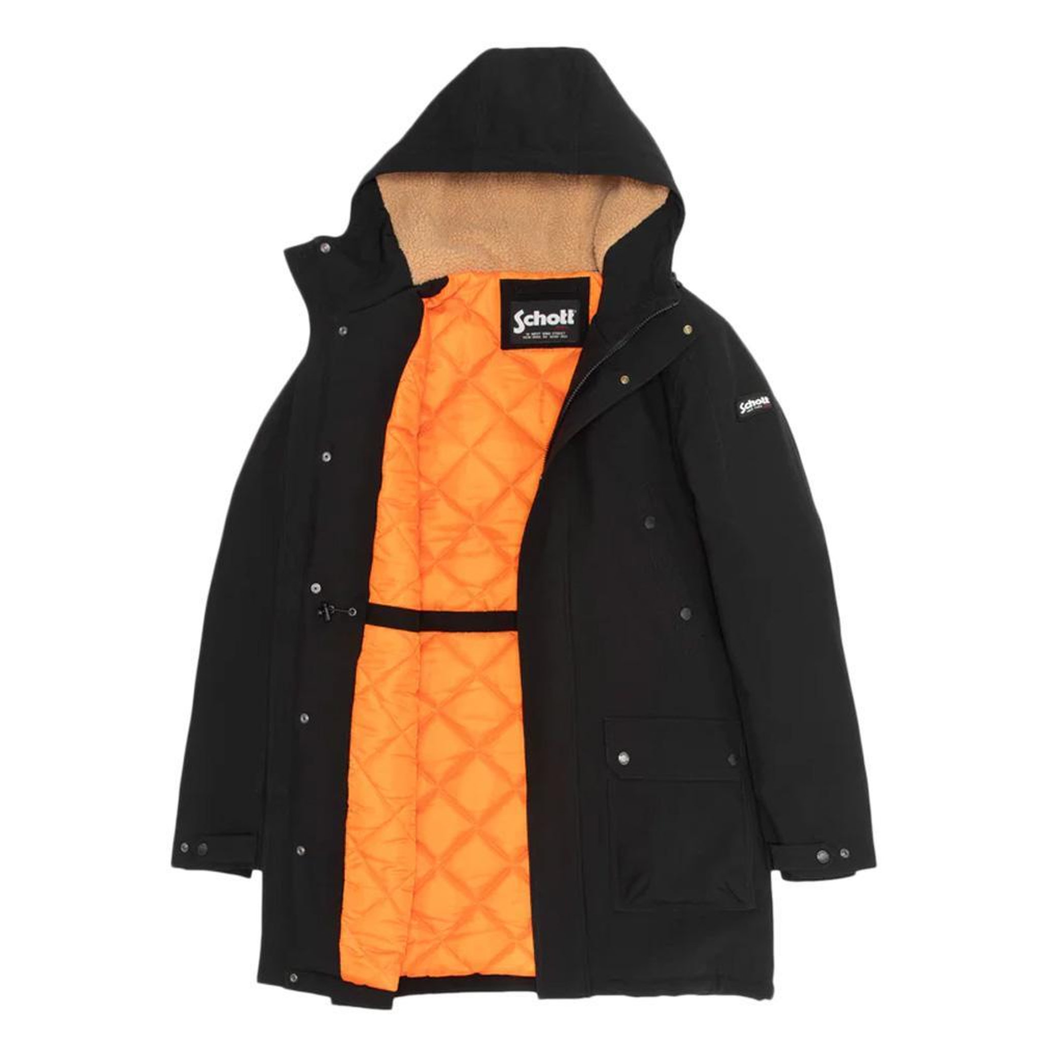 Voir la diapositive 4 : Schott Parkas Noir Homme Schott Parka Fixe Doublee Sherpa
