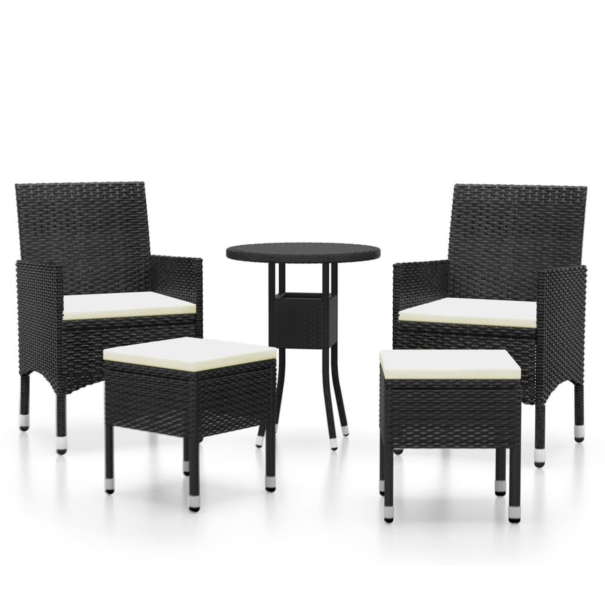 Voir la diapositive 2 : VIDAXL Salon de jardin 5 pcs Resine tressee Noir