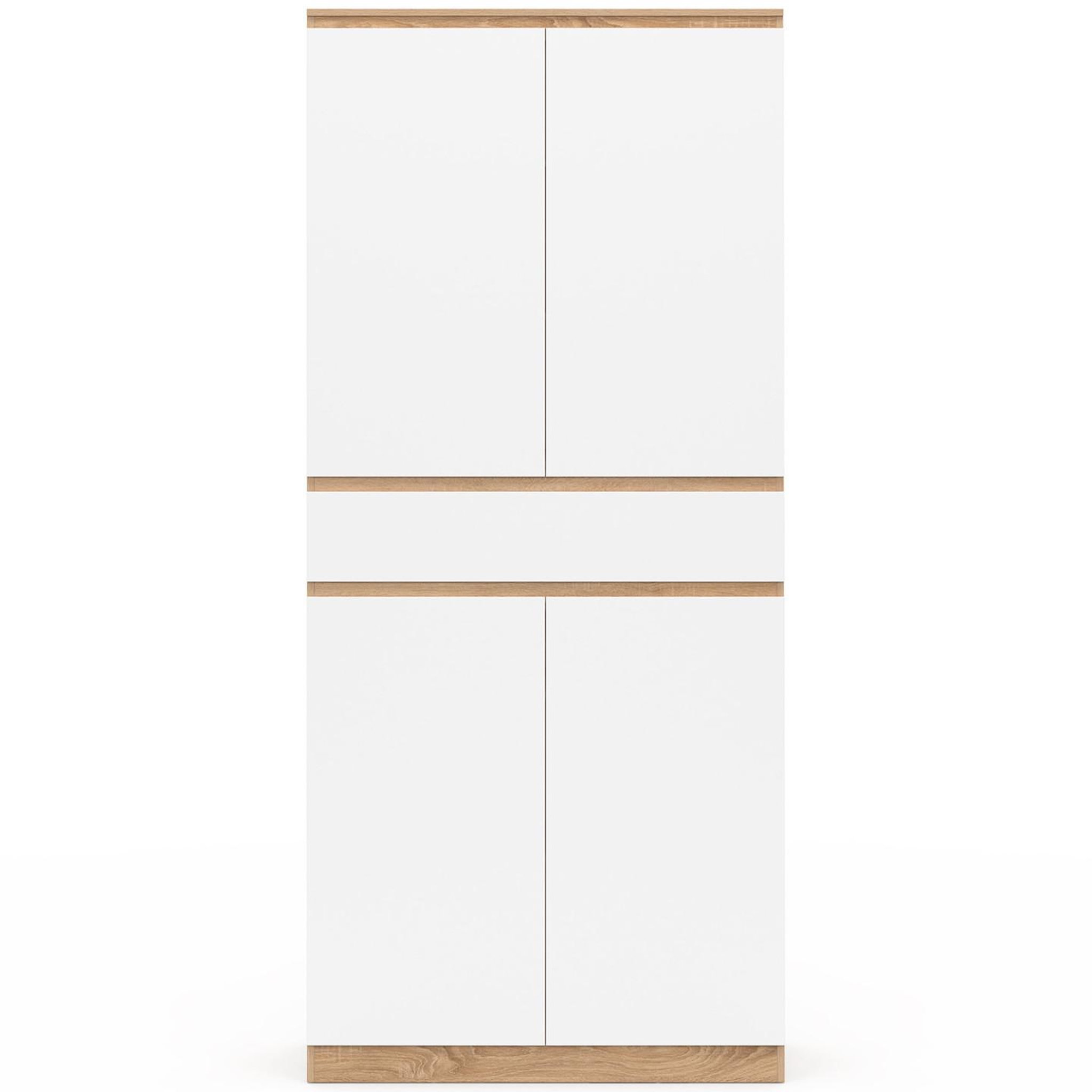 Voir la diapositive 3 : ID MARKET Armoire à chaussures 24 paires tomi 4 portes 1 tiroir façon hêtre et blanc