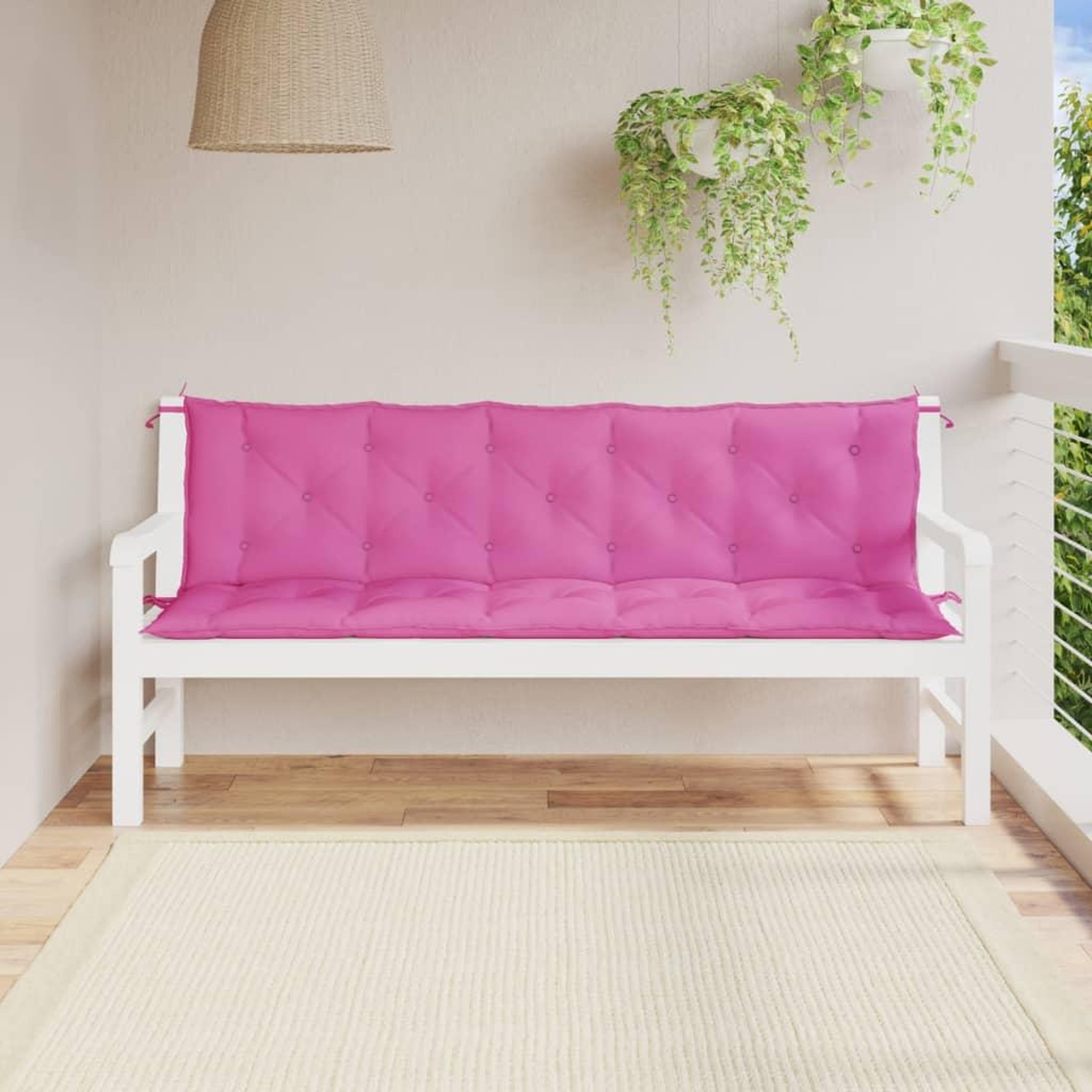 Voir la diapositive 1 : VIDAXL Coussins de banc de jardin lot de 2 rose tissu Oxford