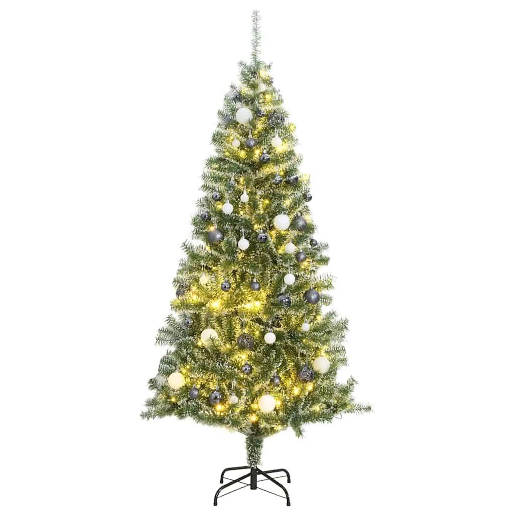 VIDAXL Sapin de Noël artificiel 300 LED&boules&neige floquee 210 cm