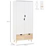 Voir la diapositive 3 : HOMCOM Armoire de rangement design scandinave - armoire de chambre - placard 2 portes avec penderie et étagère - 2 tiroirs coulissants - panneaux particules blanc chêne clair
