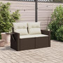 Voir la diapositive 3 : VIDAXL Canape de jardin avec coussins 2 places marron resine tressee