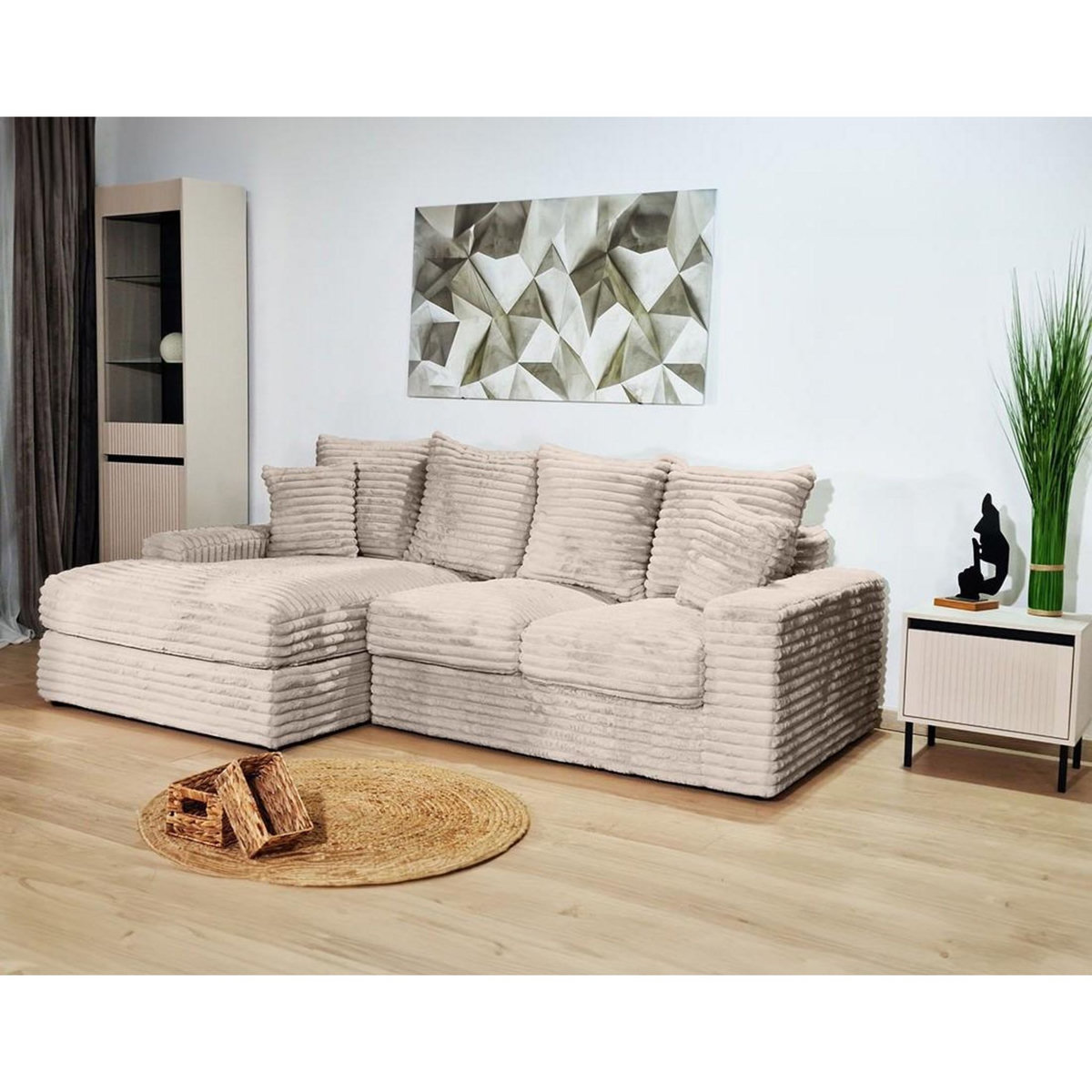 LISA DESIGN Andy - canapé d'angle gauche 4 places en fausse fourrure côtelée