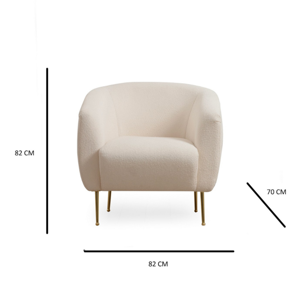 CONCEPT USINE Fauteuil bouclettes rond crème GARCIA