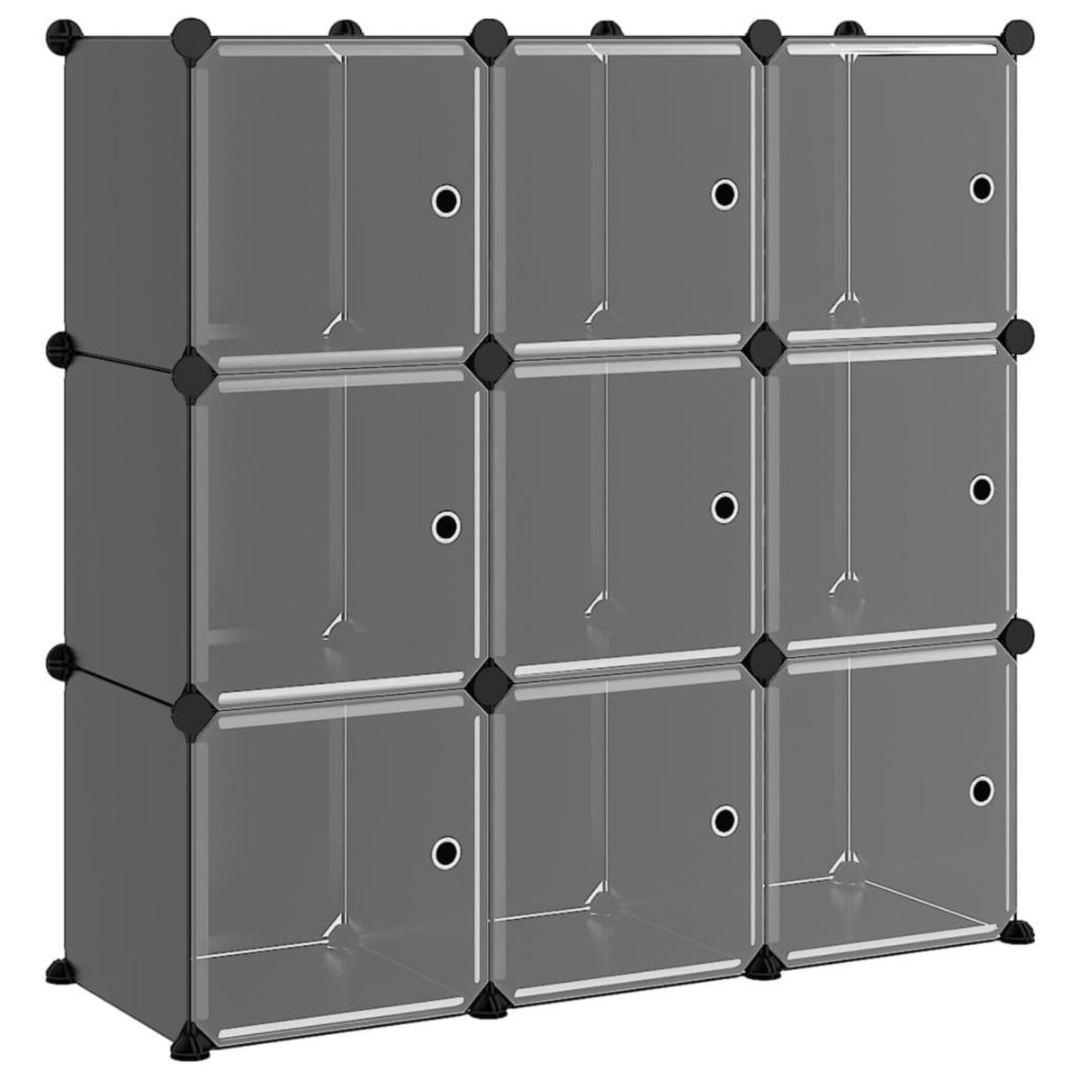 VIDAXL Cubes de rangement 9 pcs avec portes Noir PP