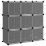 Voir la diapositive 2 : VIDAXL Cubes de rangement 9 pcs avec portes Noir PP