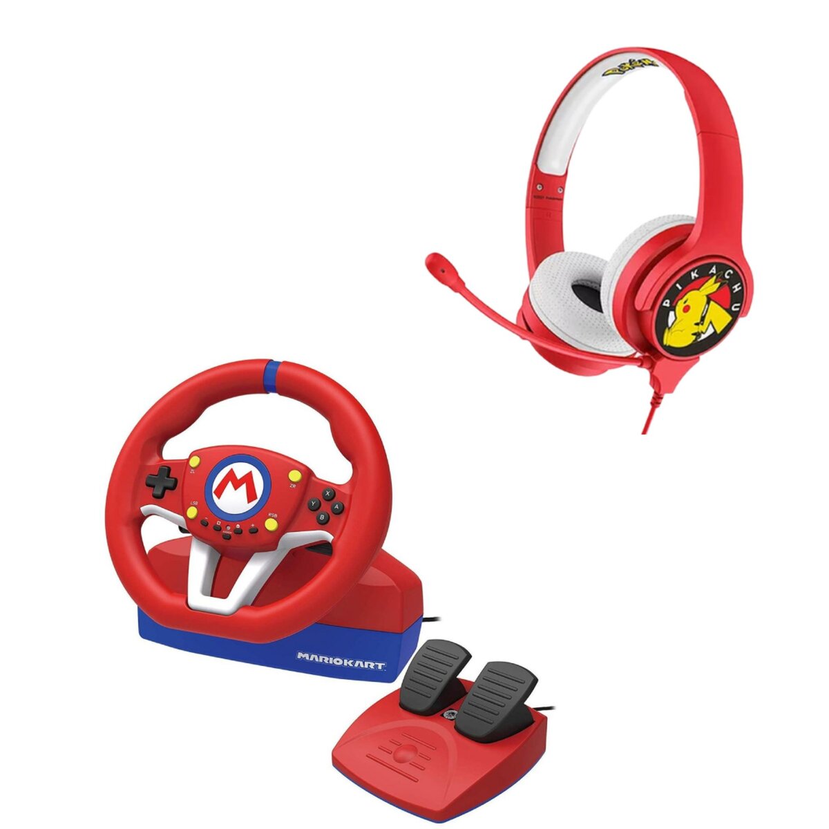 Volant Racing Wheel Mario Kart Nintendo Switch + Casque Interactif Enfant  Pokémon