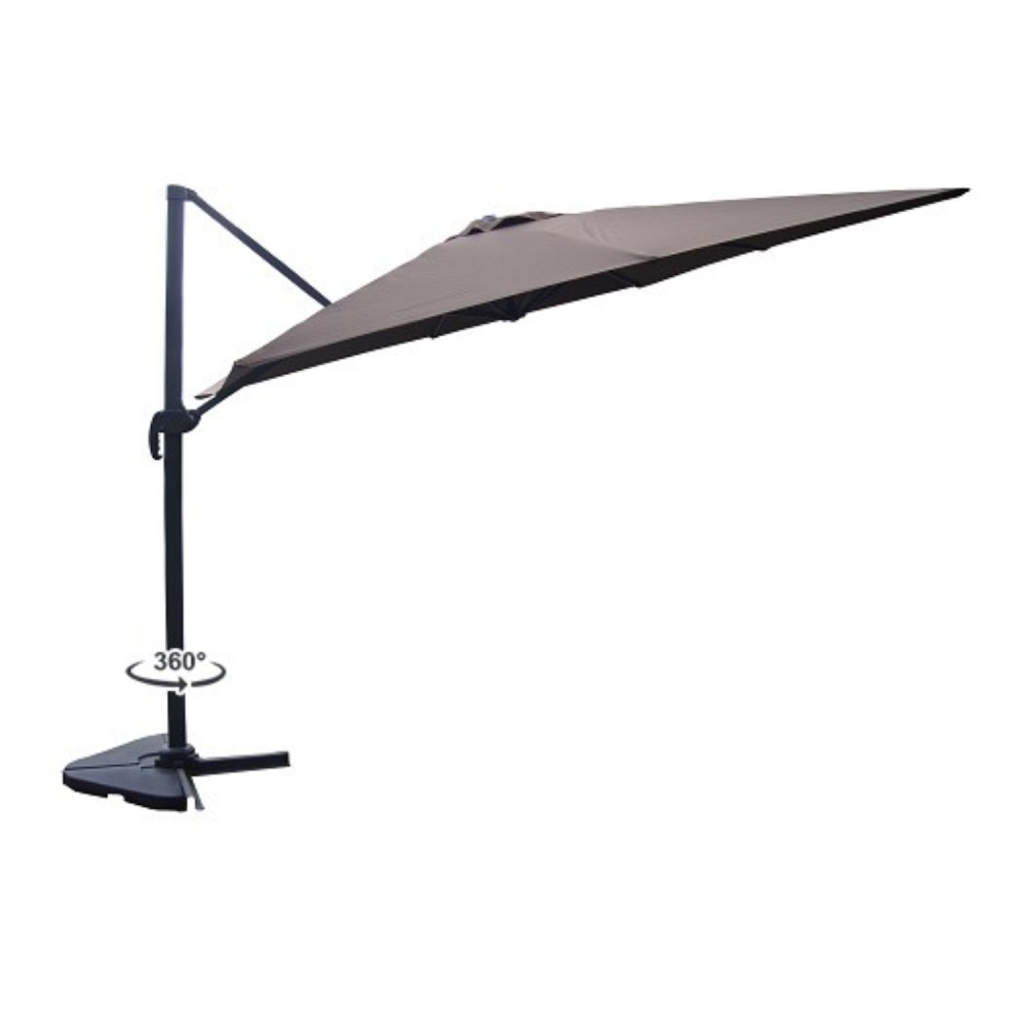 Voir la diapositive 6 : CONCEPT USINE Ensemble parasol  marron 3x4m et 4 dalles à lester CESARE