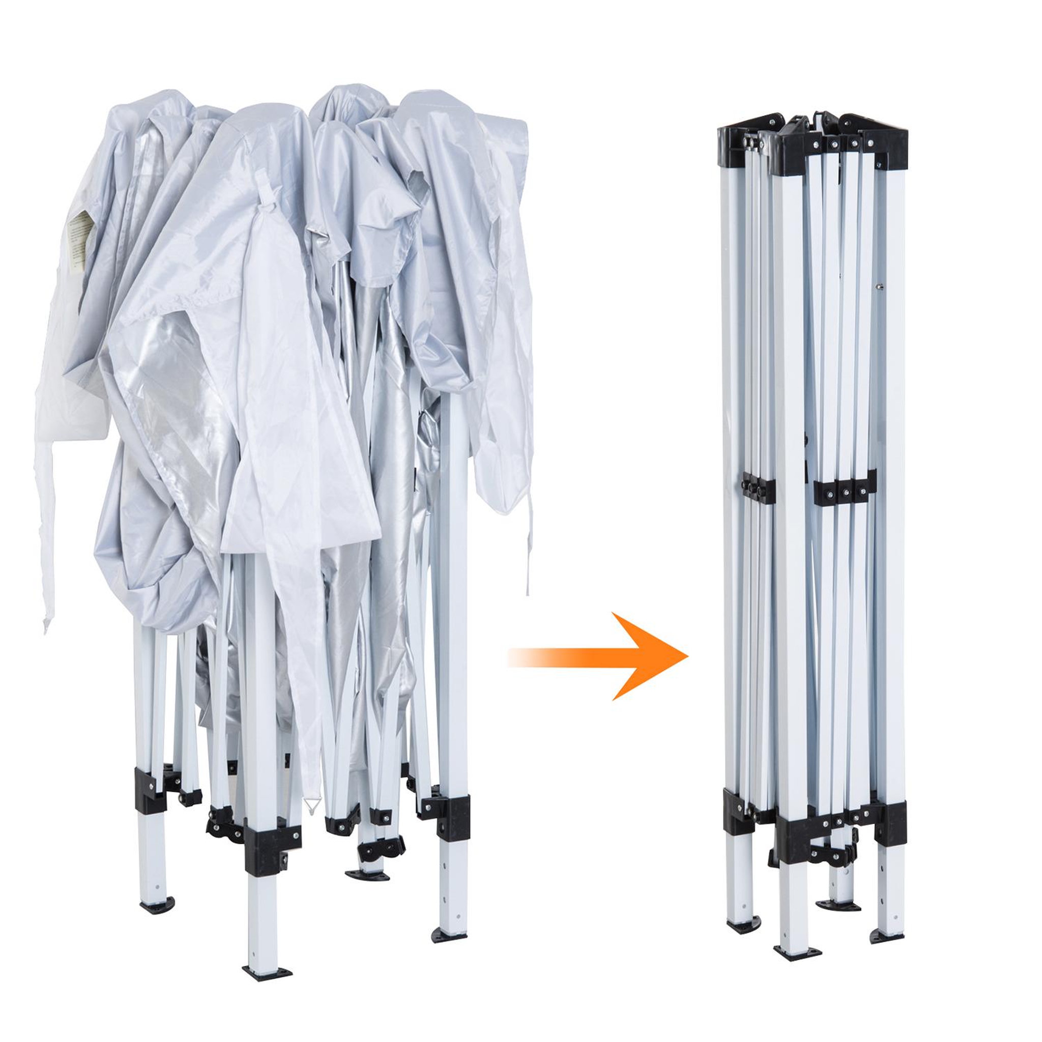 Voir la diapositive 3 : OUTSUNNY Tonnelle barnum de jardin pliant anti-UV + sac de transport acier Oxford 3 x 3 x 2,55 m blanc