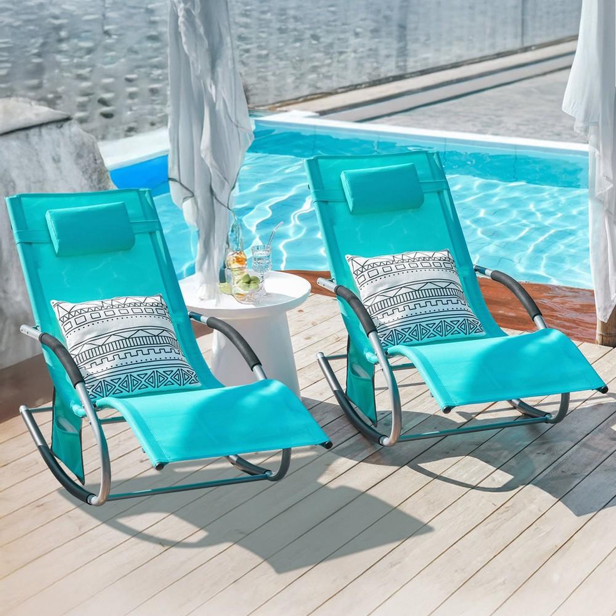 Voir la diapositive 2 : SOBUY SoBuy - Lot de 2 chaises à bascule pour jardin - Moderne - OGS28X2