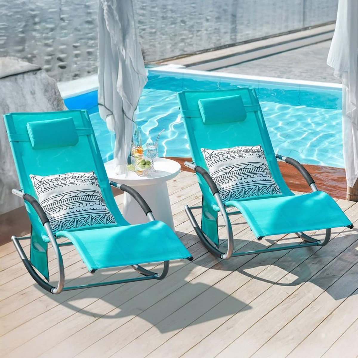 SOBUY SoBuy - Lot de 2 chaises à bascule pour jardin - Moderne - OGS28X2