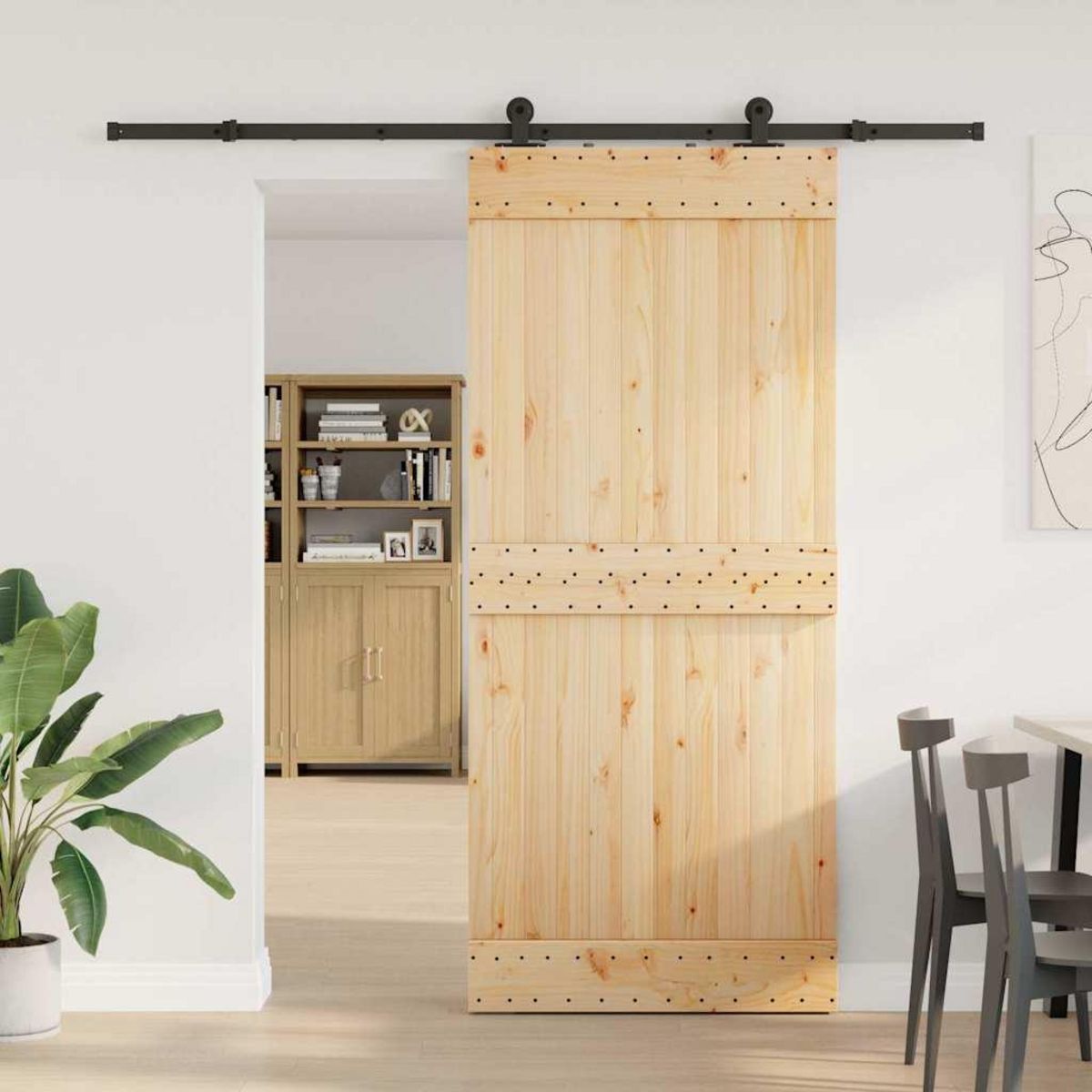 VIDAXL Porte coulissante et kit de quincaillerie 90x210 cm pin massif