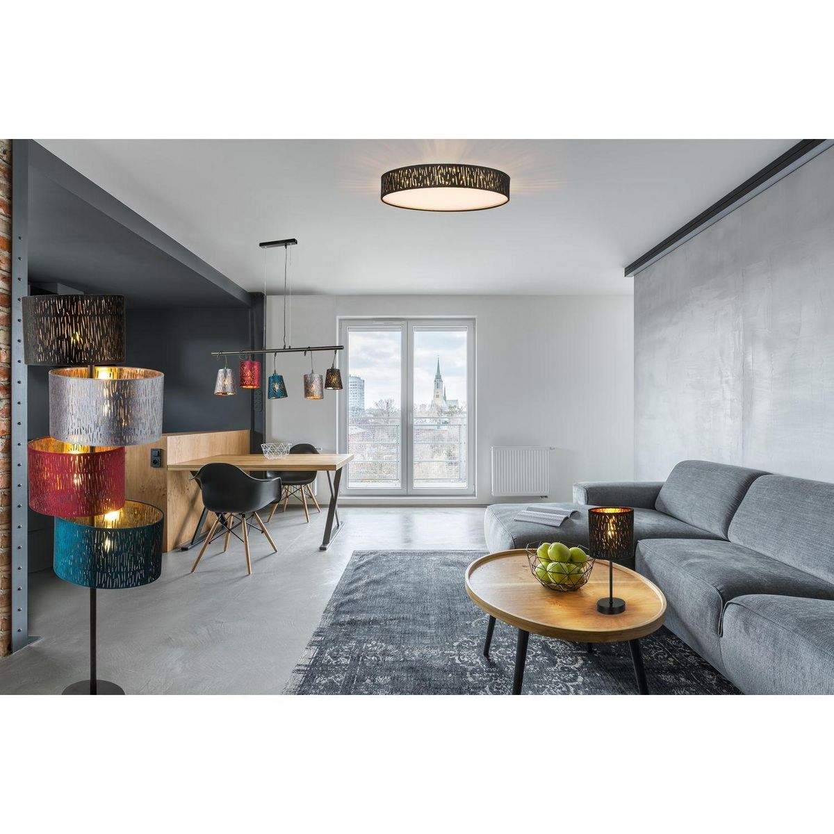 GLOBO Plafonnier rond à LED design velours Tuxon -  Diam 40 cm - Noir