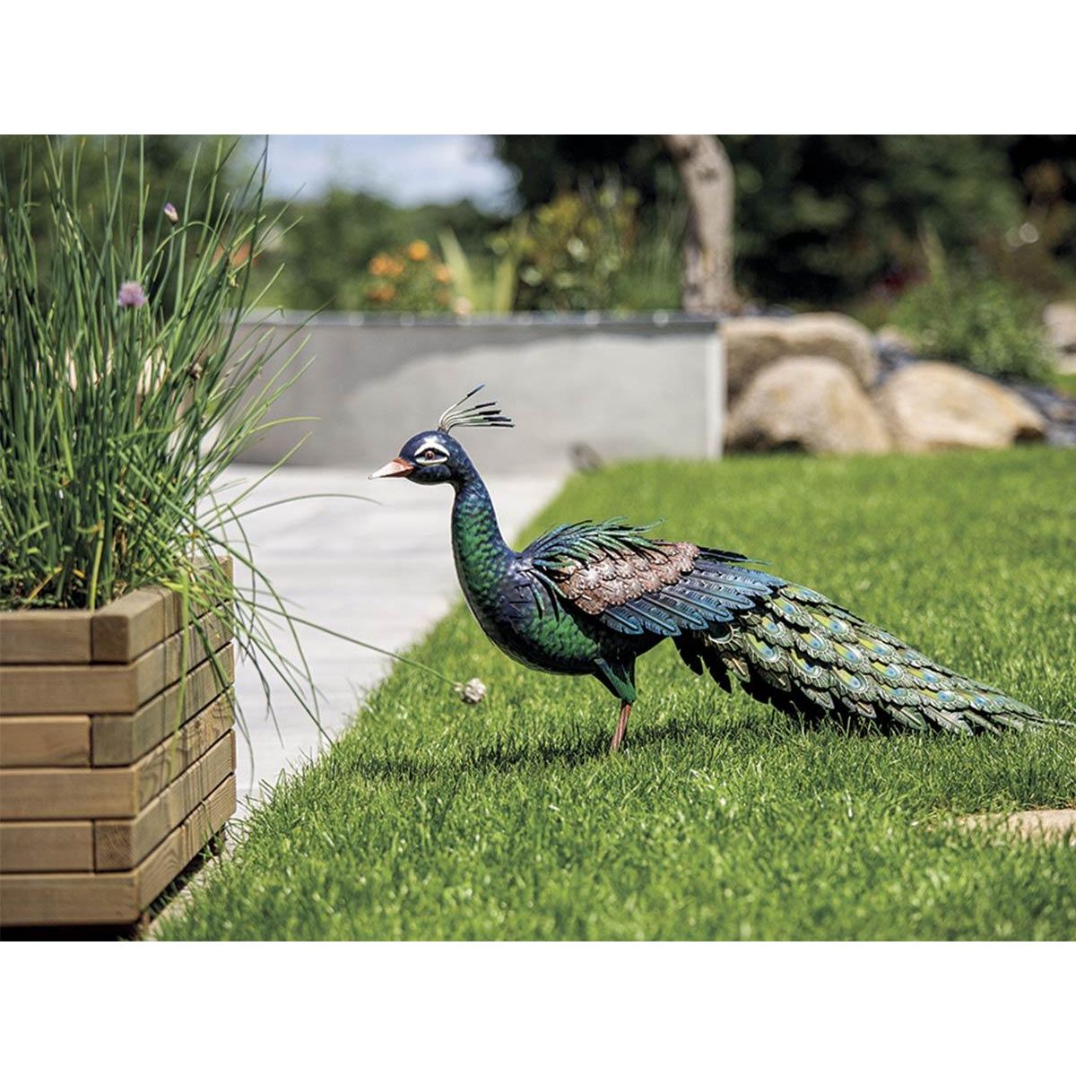 Nortene Paon décoratif stylisé en acier pour jardin