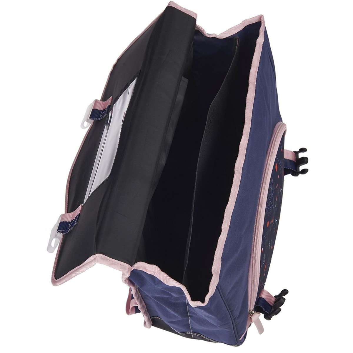 Naf Naf Cartable à roulettes 41 cm CM1/CM2 bleu et rose motif floral