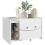 Voir la diapositive 1 : PAWHUT Maison de toilette pour chat - meuble cache litière - compartiment coulissant, aérations, tapis de fuite - blanc