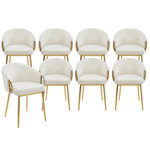 Paris Prix Lot de 8 Chaises en Tissu Bouclette  Julia  74cm Beige & Or