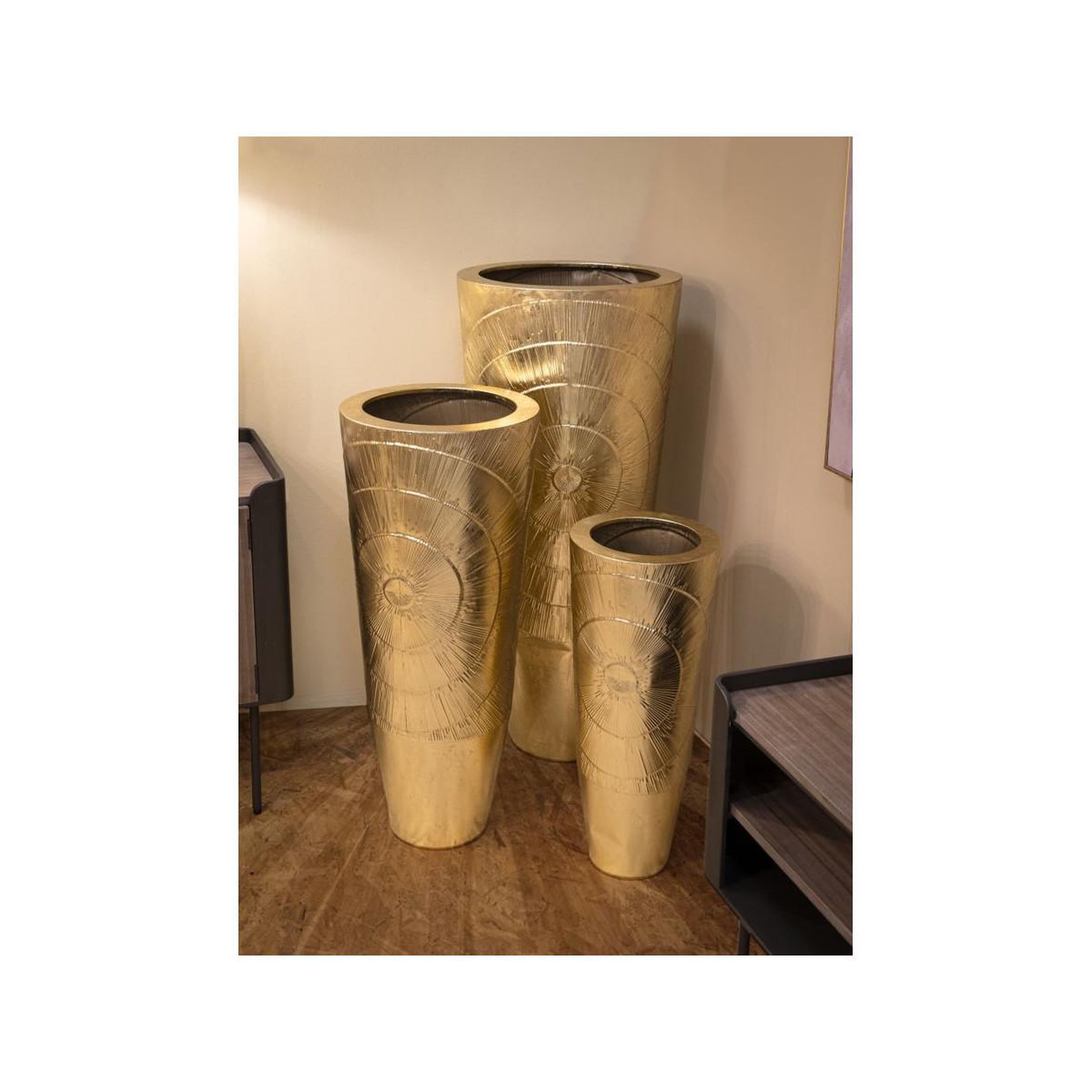 Voir la diapositive 6 : Paris Prix Lot de 3 vases en métal  goldely  114cm or