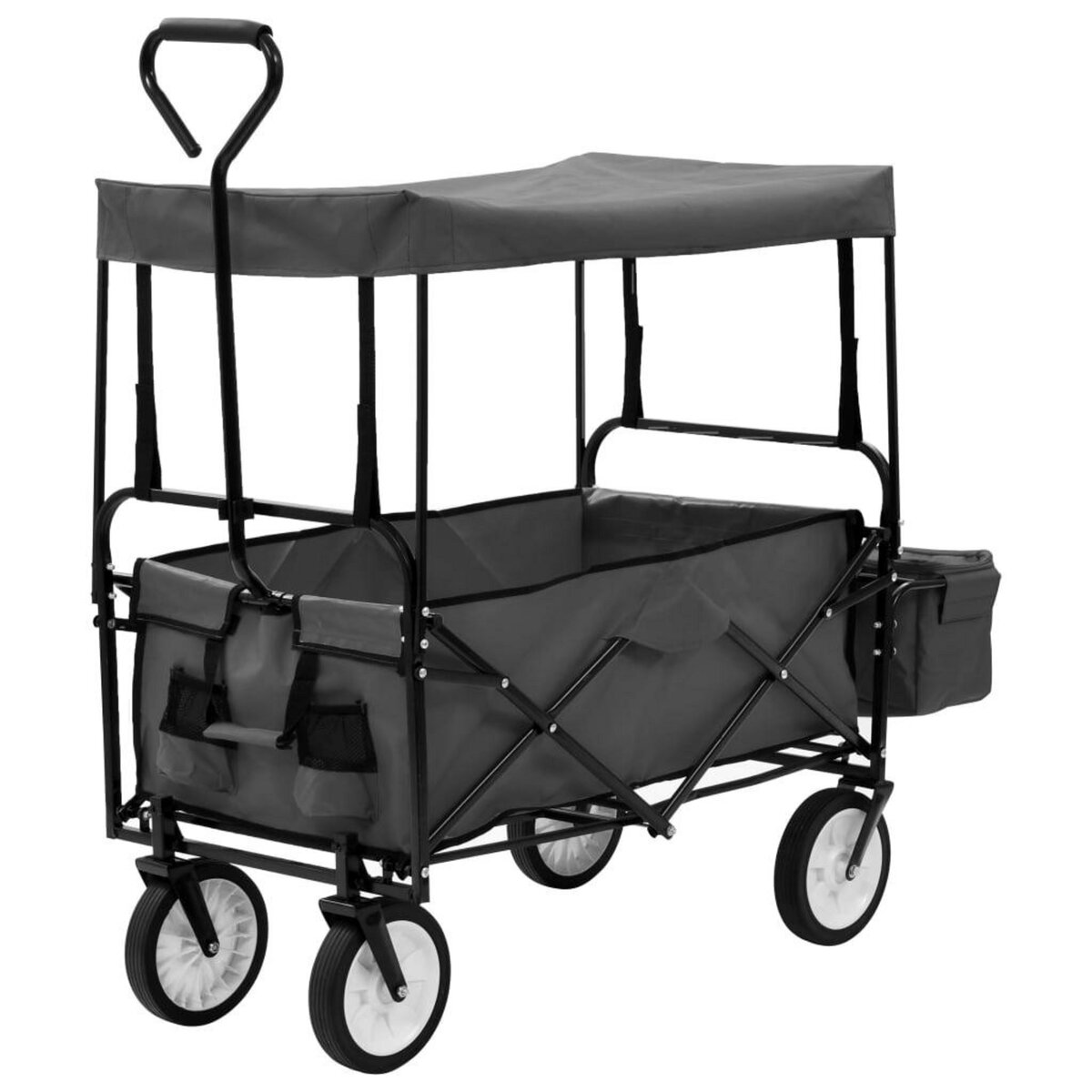 VIDAXL Chariot a main pliable avec toit Acier Gris
