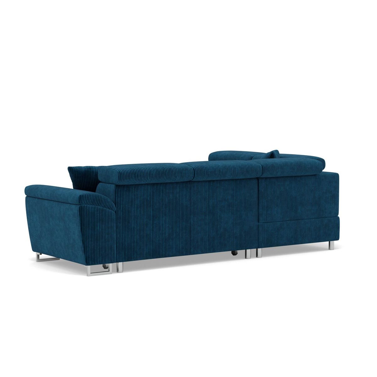 BEST MOBILIER Baoji - canapé d'angle gauche 5 places convertible avec têtières et coffre en velours côtelé