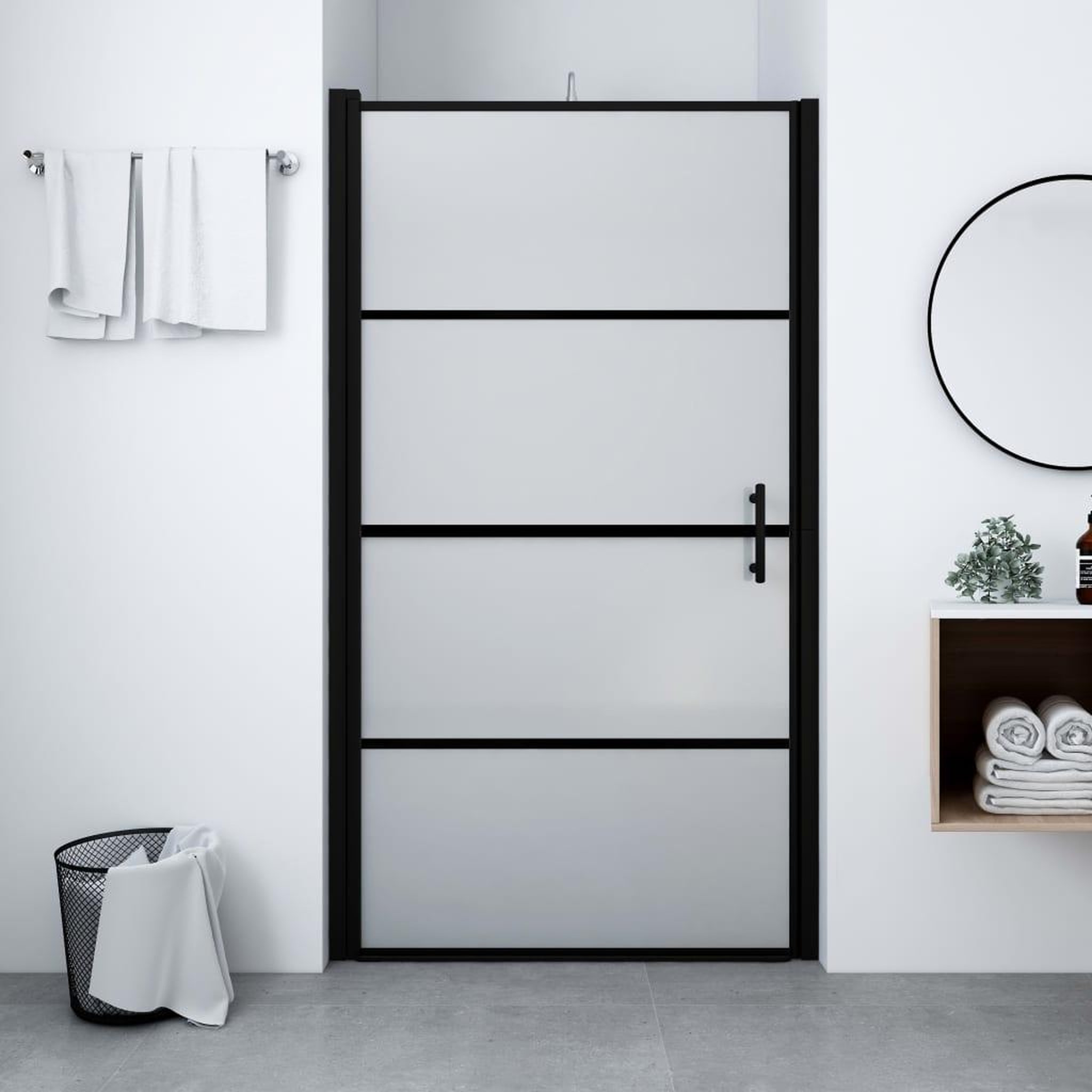 Voir la diapositive 1 : VIDAXL Porte de douche verre trempe depoli 91x195 cm noir