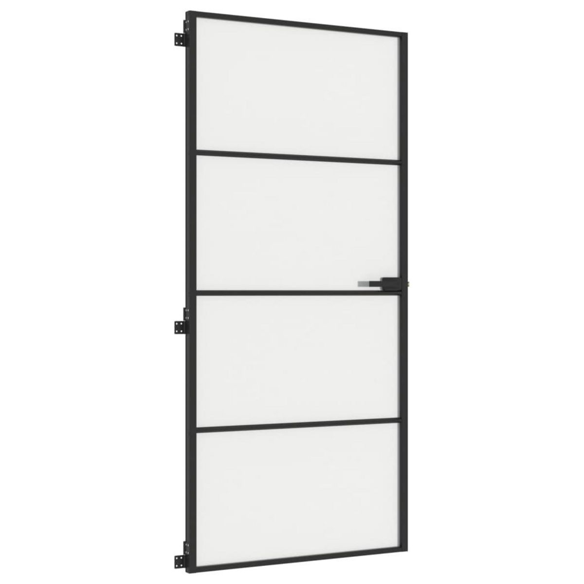 VIDAXL Porte interieure mince noir 93x201,5 cm verre trempe aluminium