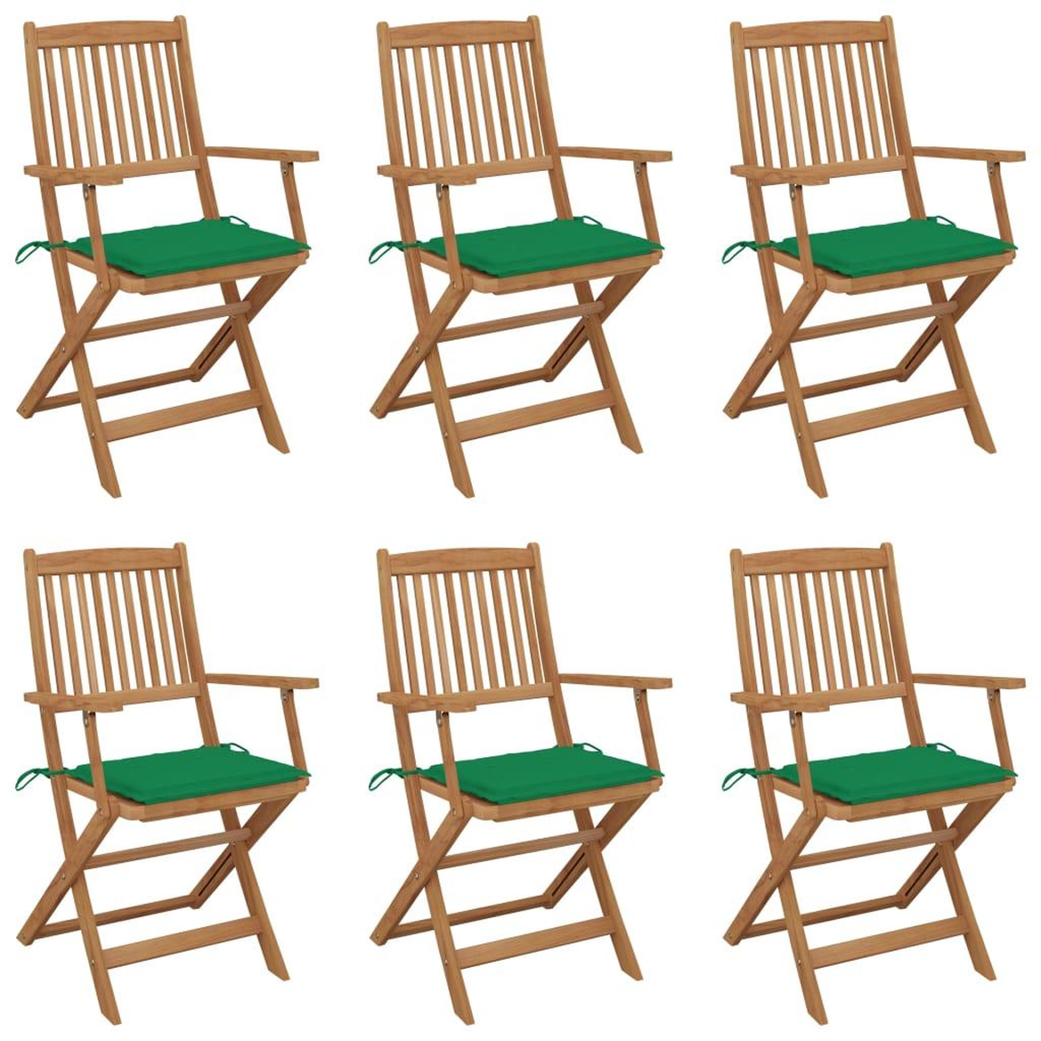 Voir la diapositive 1 : VIDAXL Chaises pliables de jardin lot de 6 avec coussins Bois d'acacia