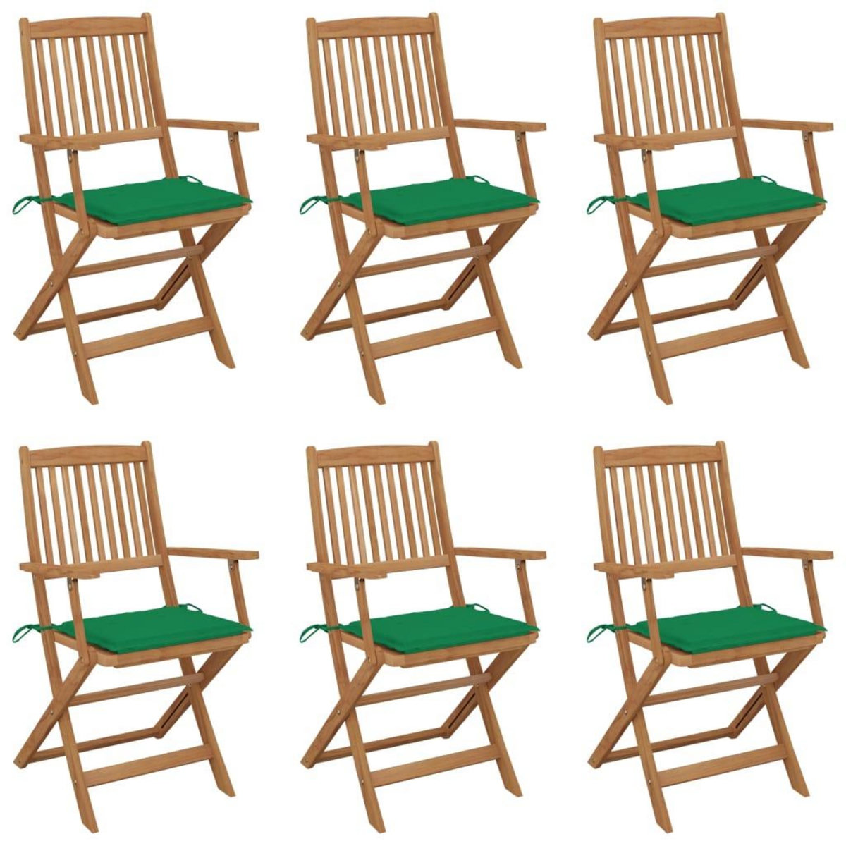 VIDAXL Chaises pliables de jardin lot de 6 avec coussins Bois d'acacia