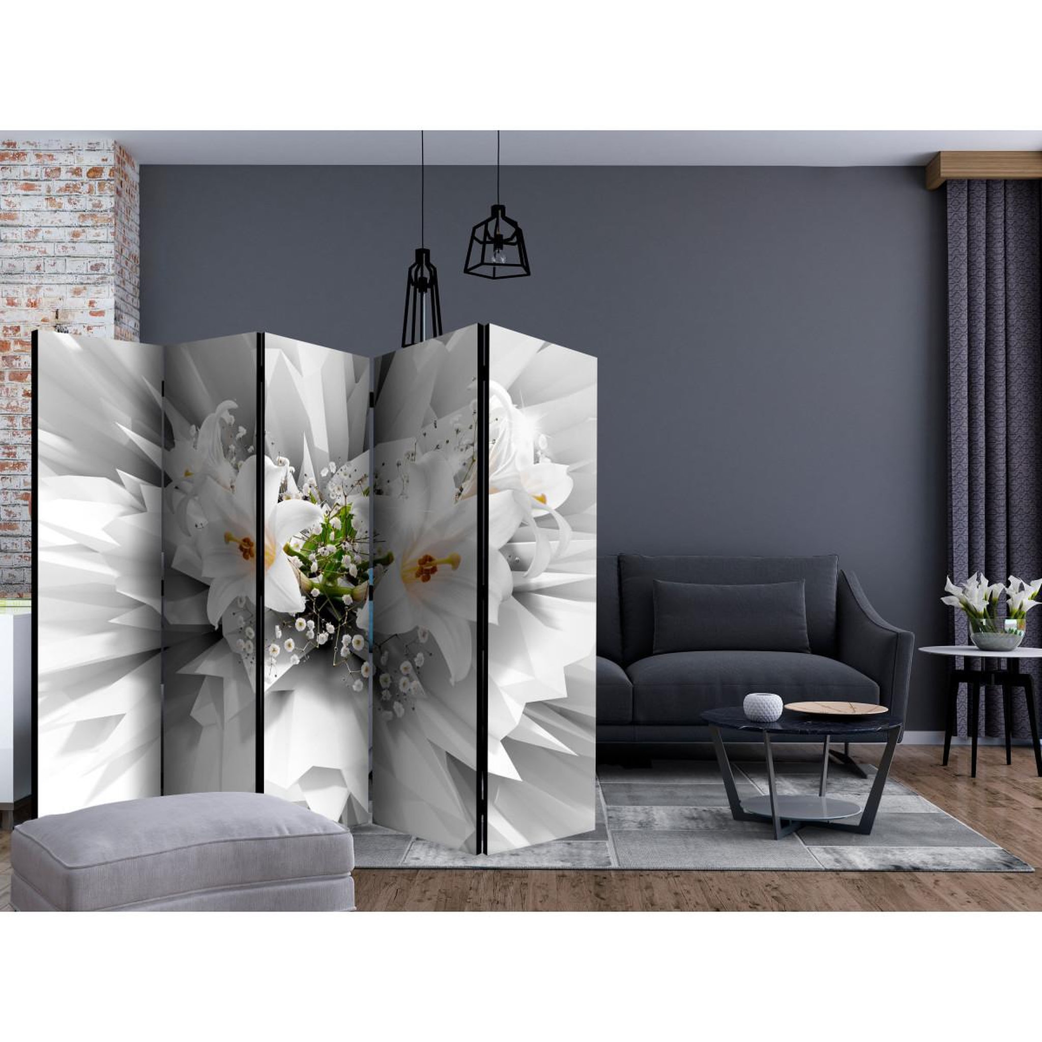 Voir la diapositive 2 : Paris Prix Paravent 5 volets  floral explosion  172x225cm
