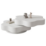 MERAX Table basse pivotante forme atypique blanc - 67,5x74,8 cm panneau de particules