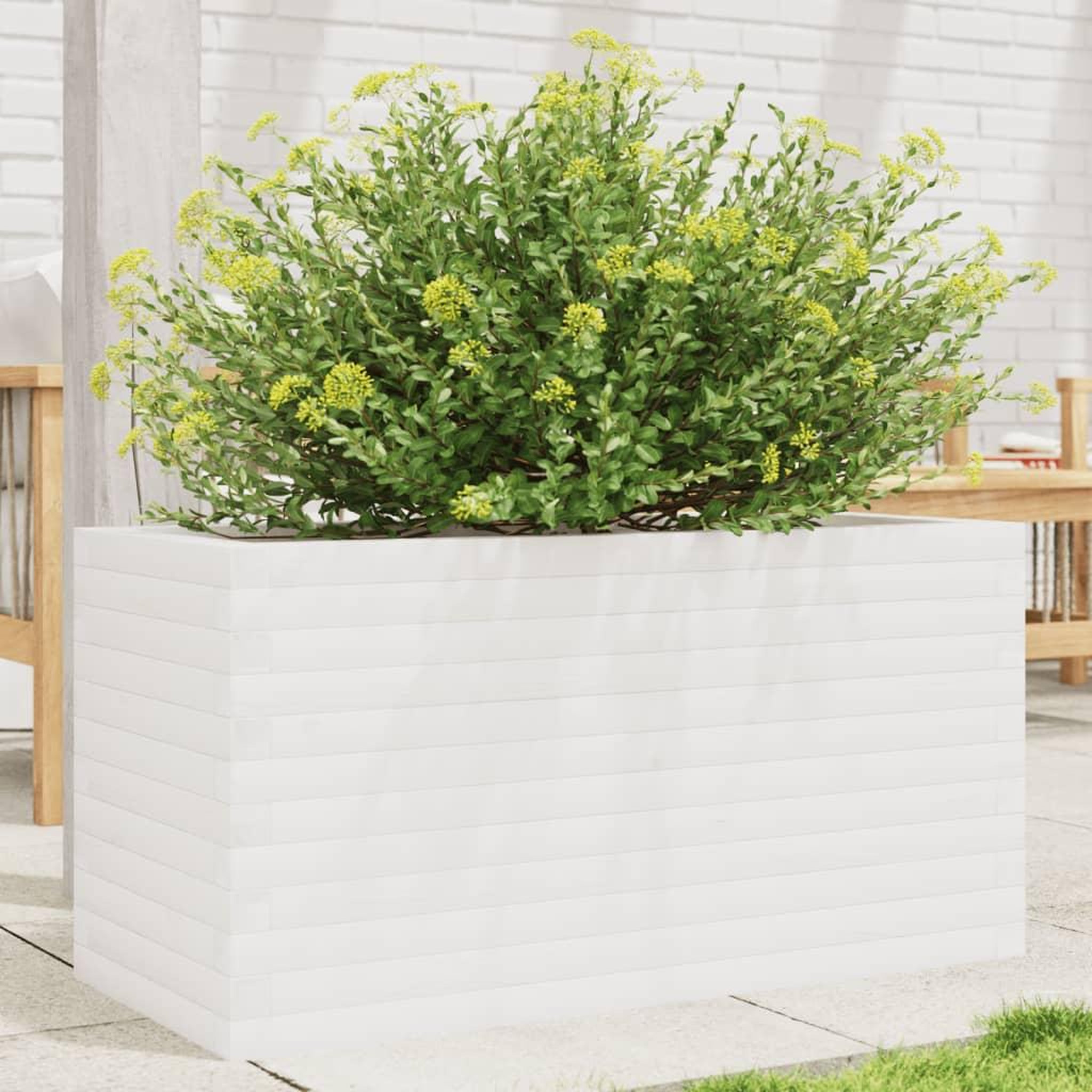 VIDAXL Jardiniere blanc 90x40x45,5 cm bois de pin massif