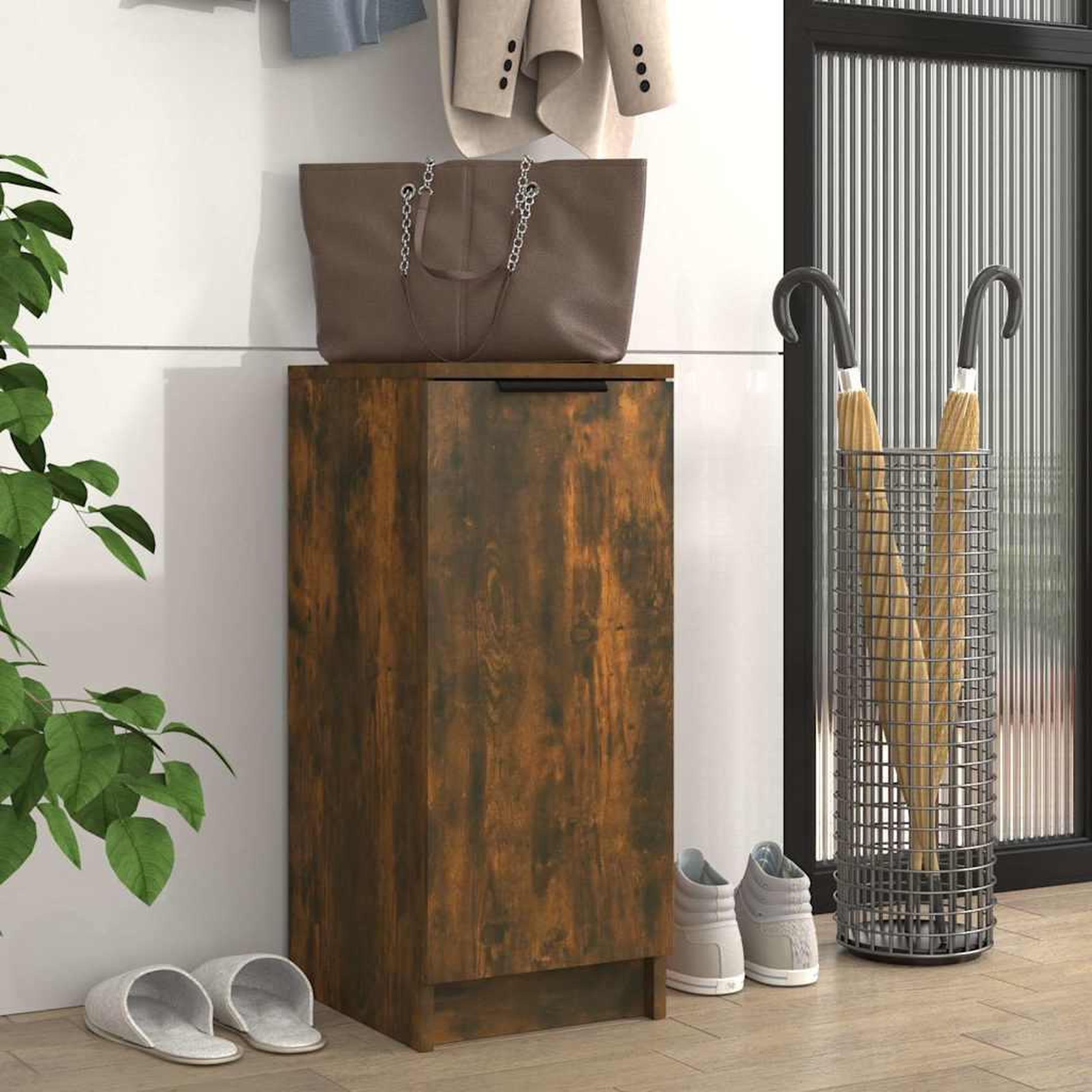 Voir la diapositive 2 : VIDAXL Armoire a chaussures Chene fume 30x35x70 cm Bois d'ingenierie
