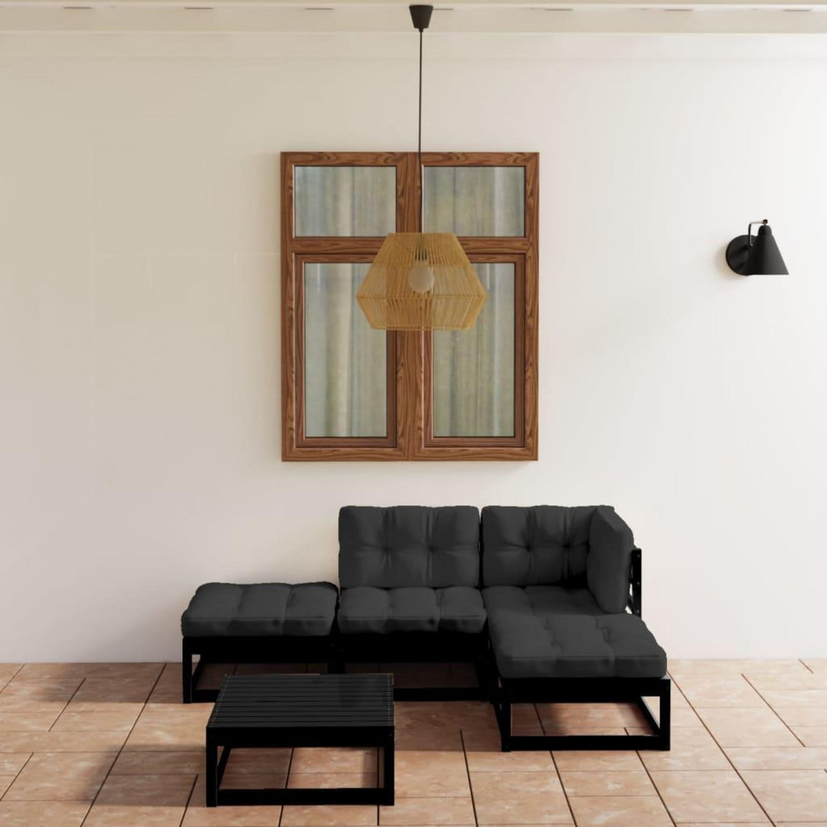 VIDAXL Salon de jardin 5 pcs avec coussins Bois de pin massif