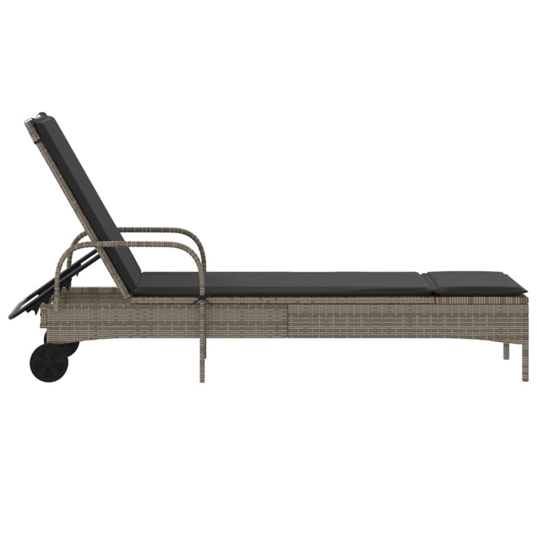 Voir la diapositive 5 : VIDAXL Chaise longue avec roues et coussin gris resine tressee